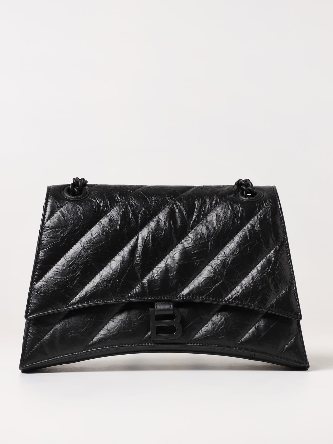 BALENCIAGA: Crush bag in quilted leather - Black