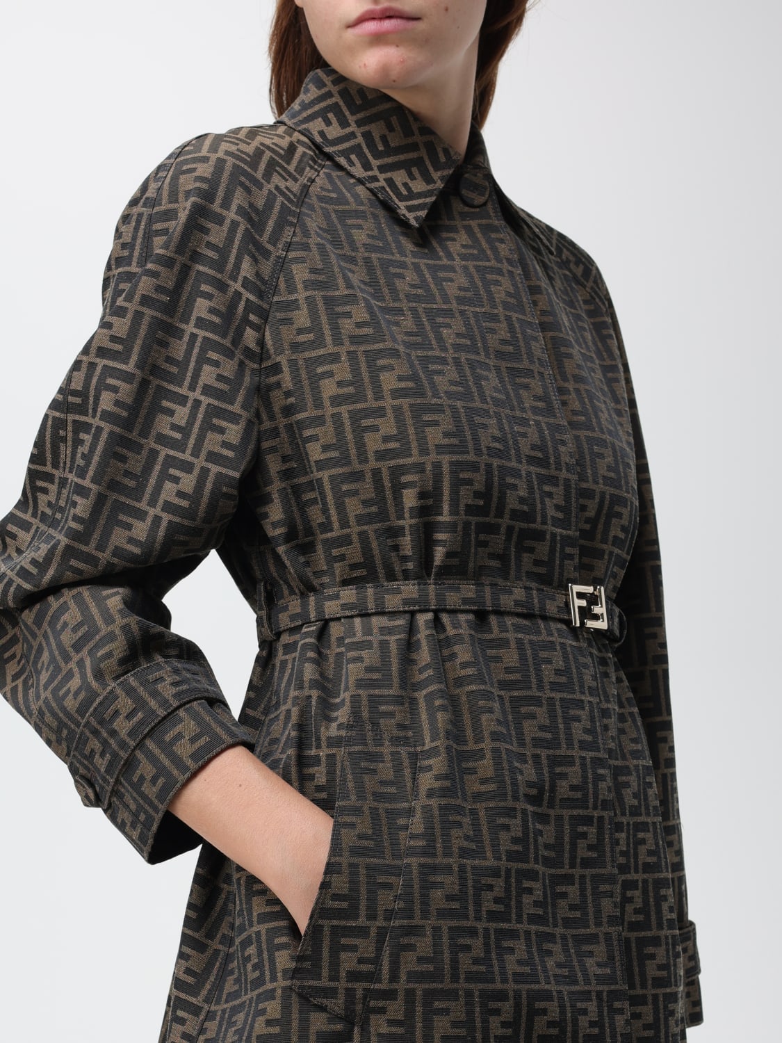 FENDI: trench coat for women - Tobacco | Fendi trench coat