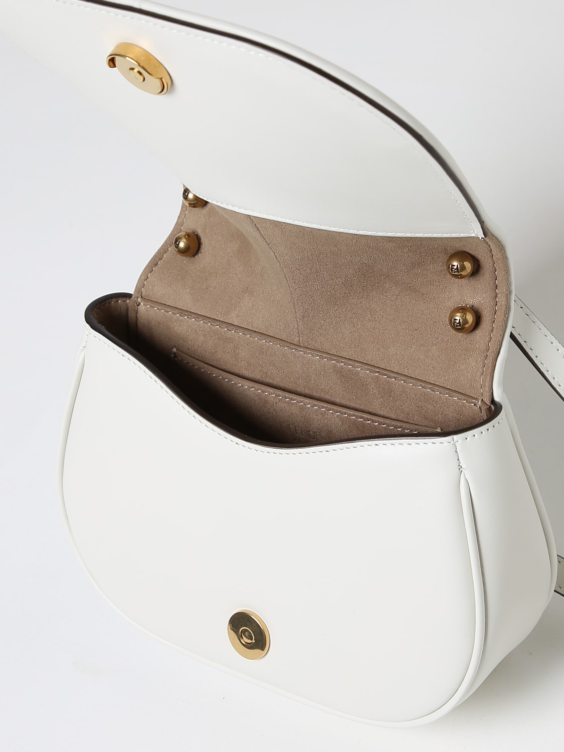 FENDI: C'mon Mini bag in leather with FF monogram - Fuchsia