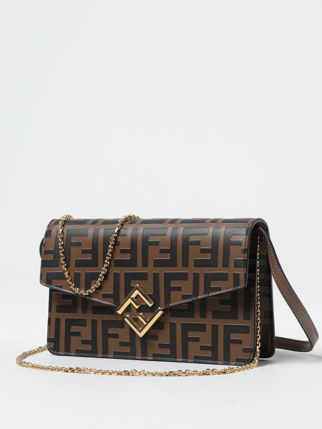 Fendi, Bags, Fendi Wallet On Chain With Pouches Brown Leather Minibag