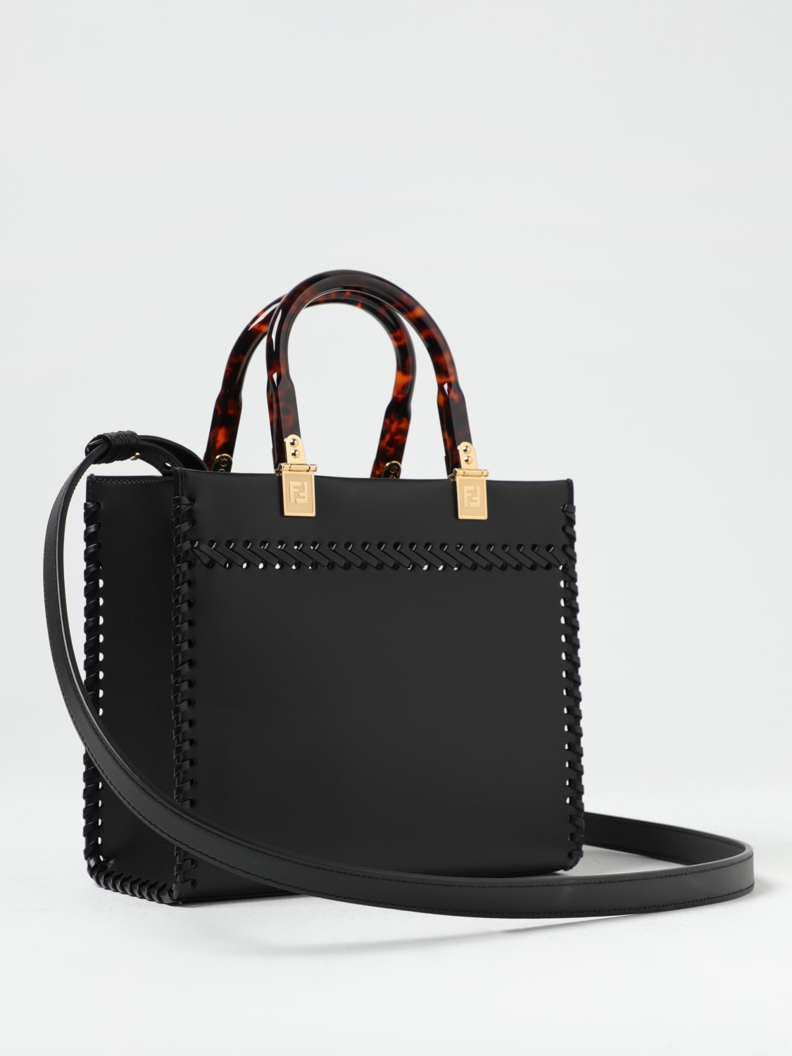 FENDI: Sunshine leather bag - Black