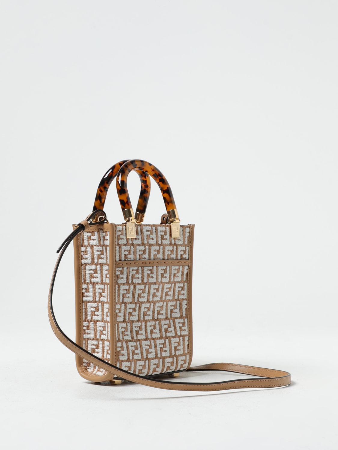 Fendi Mini Sunshine Raffia Shopper Bag