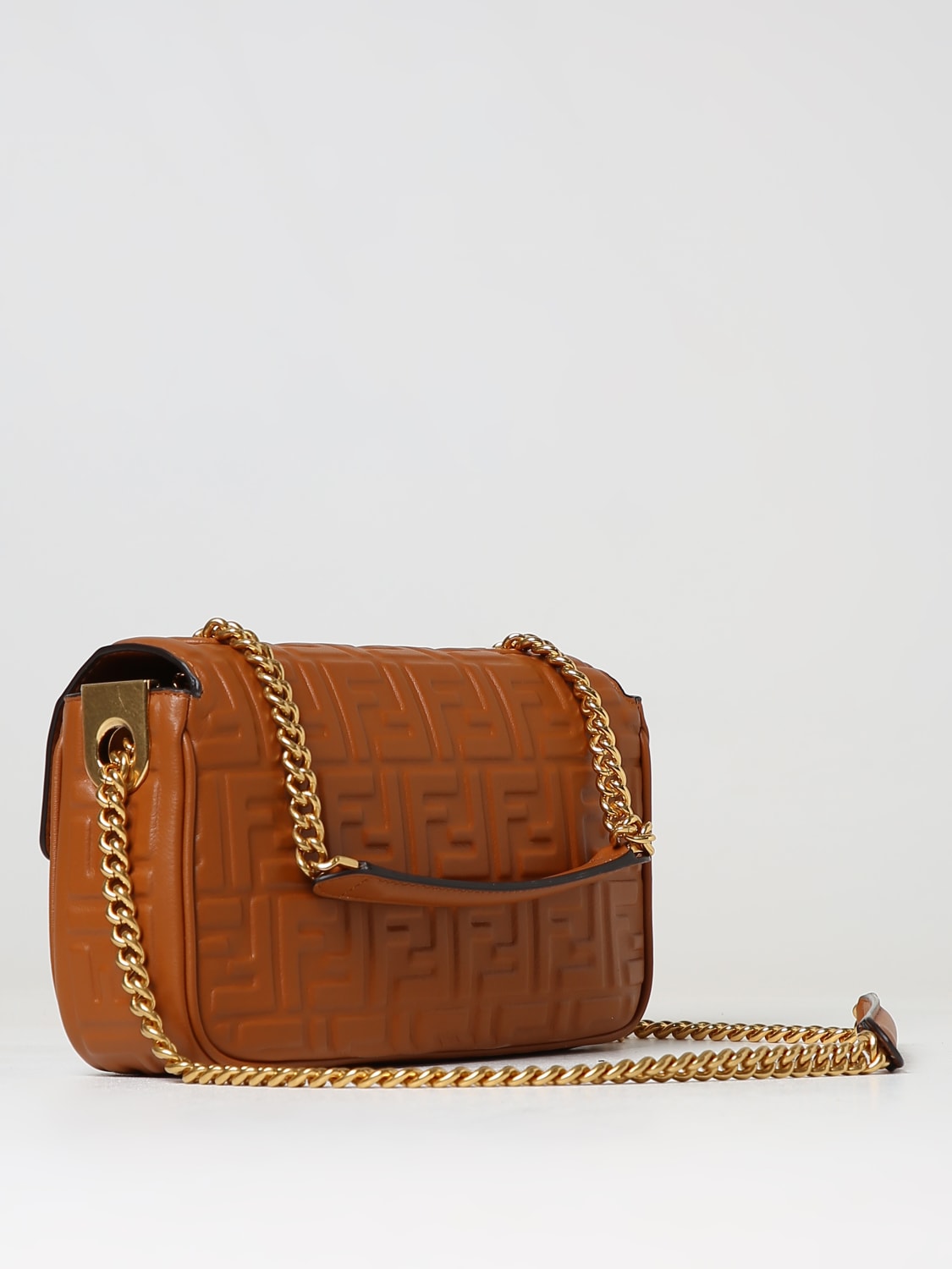 Fendi Baguette Leather Chain Shoulder Bag