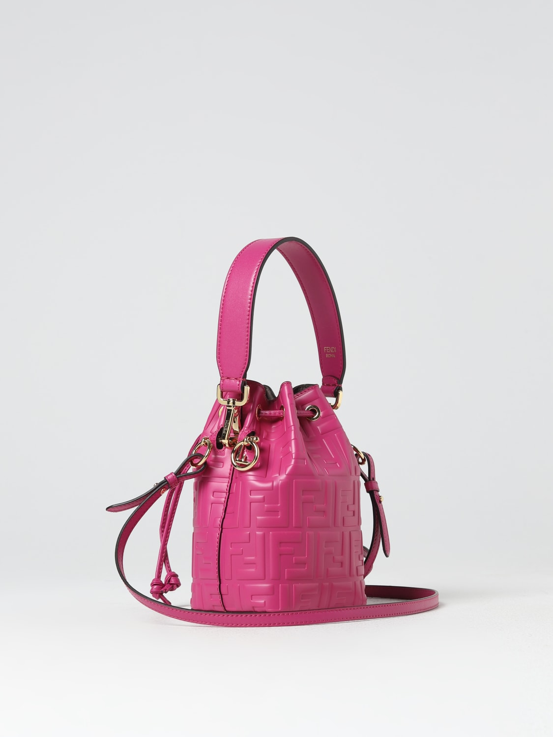 Fendi Mon Tresor Leather Bucket Bag in Pink