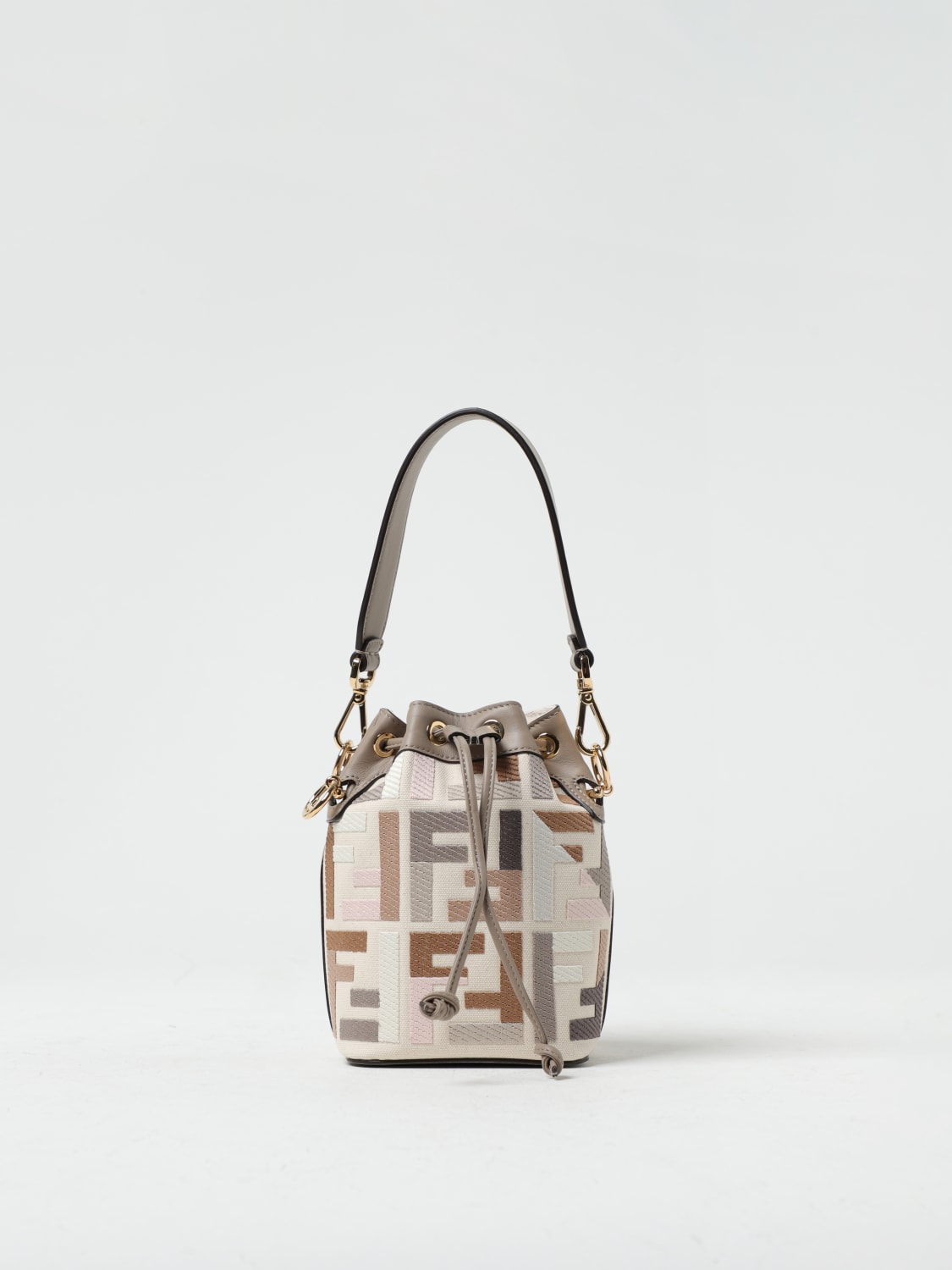 Fendi Mon Tresor Mini Ff Canvas & Leather Bucket Bag Women