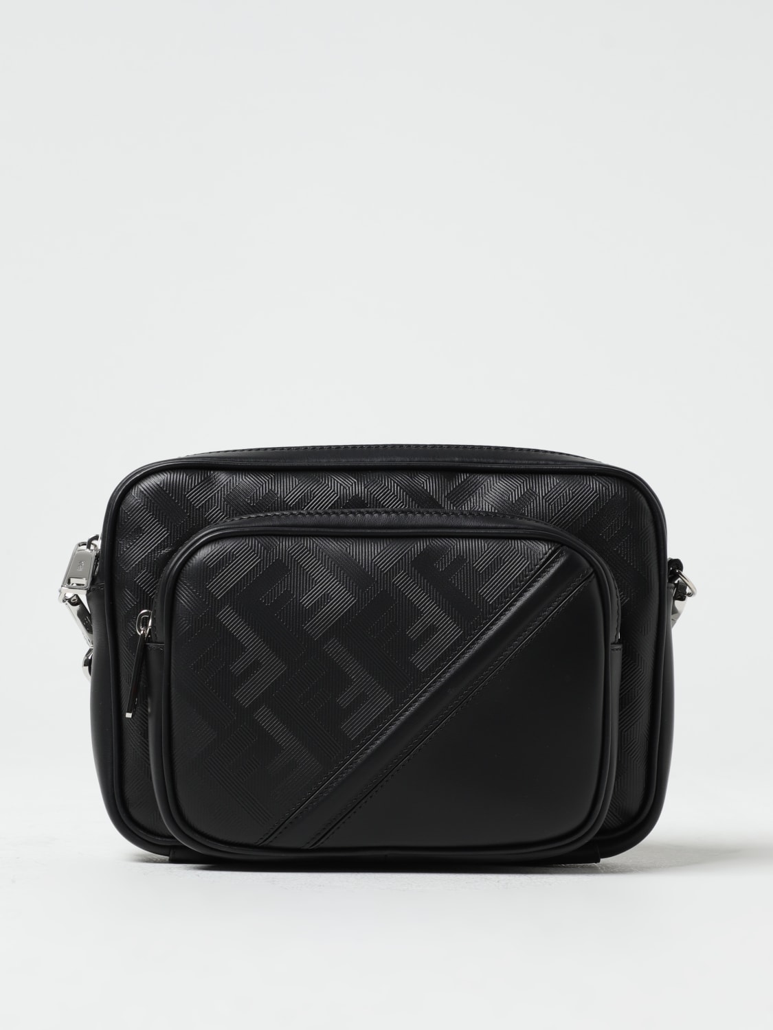 FENDI: Camera Case Duo Shadow Diagonal bag in leather - Black