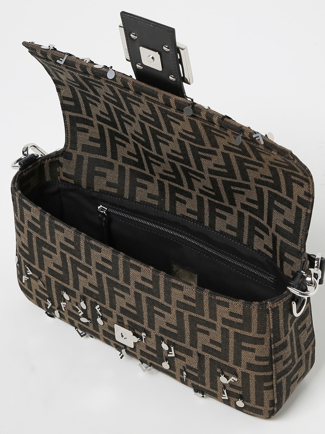 FENDI: Baguette bag in fabric with FF jacquard pattern and sequins