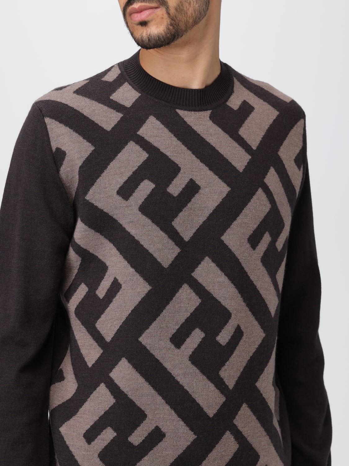 Fendi Wool Sweater with All Over Monogram