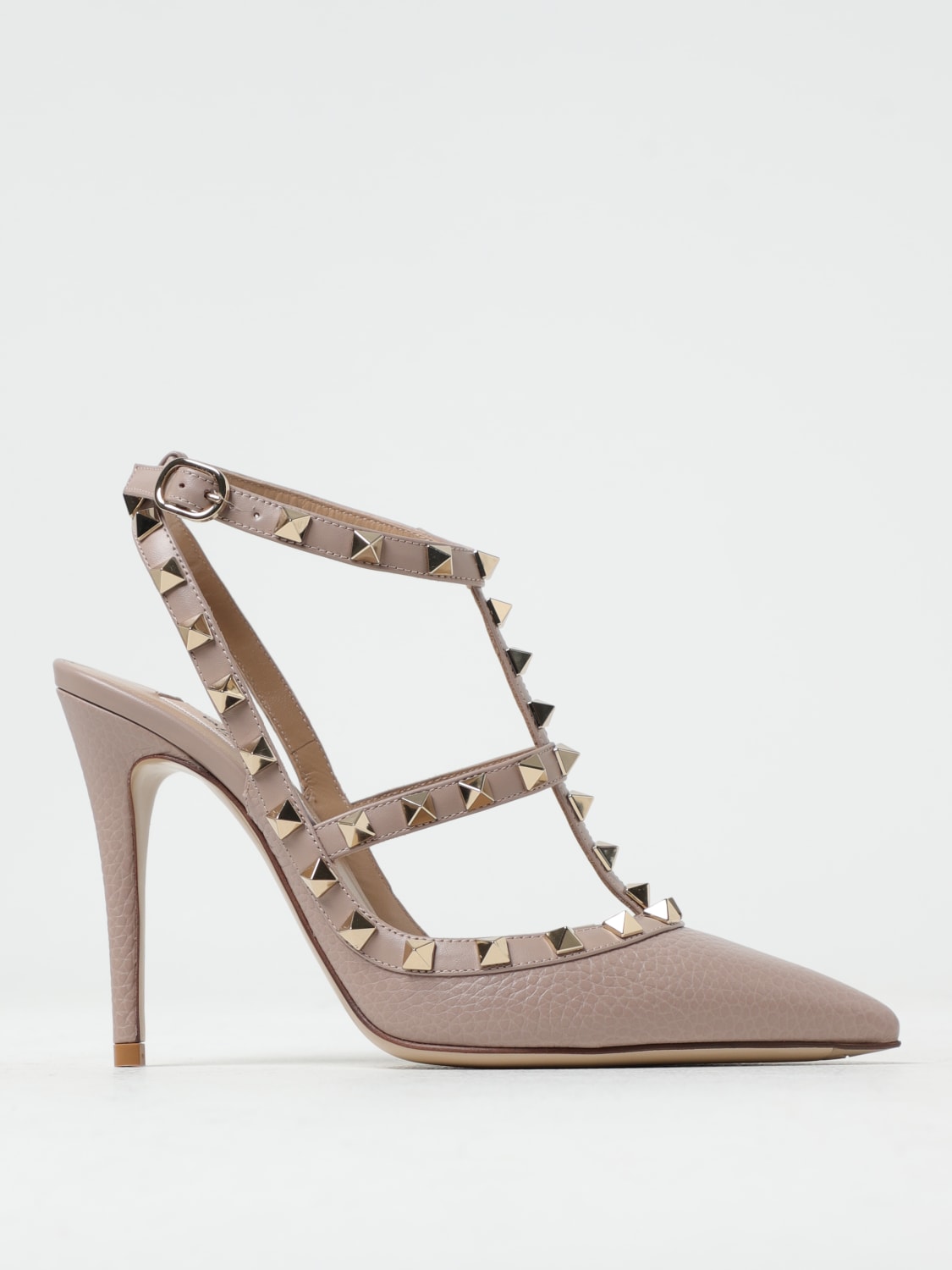VALENTINO GARAVANI: pumps in grained leather - Blush Pink | Valentino Garavani high heel shoes 3W2S0393VCE online at