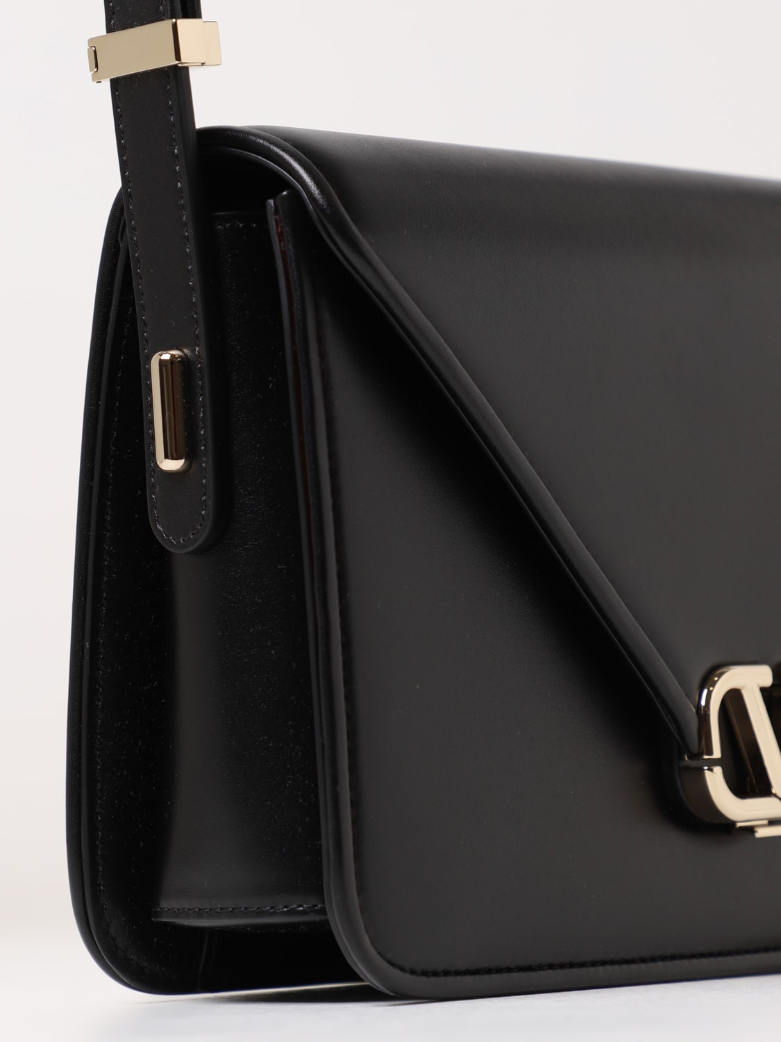 Letter Small Leather Shoulder Bag in Black - Valentino Garavani