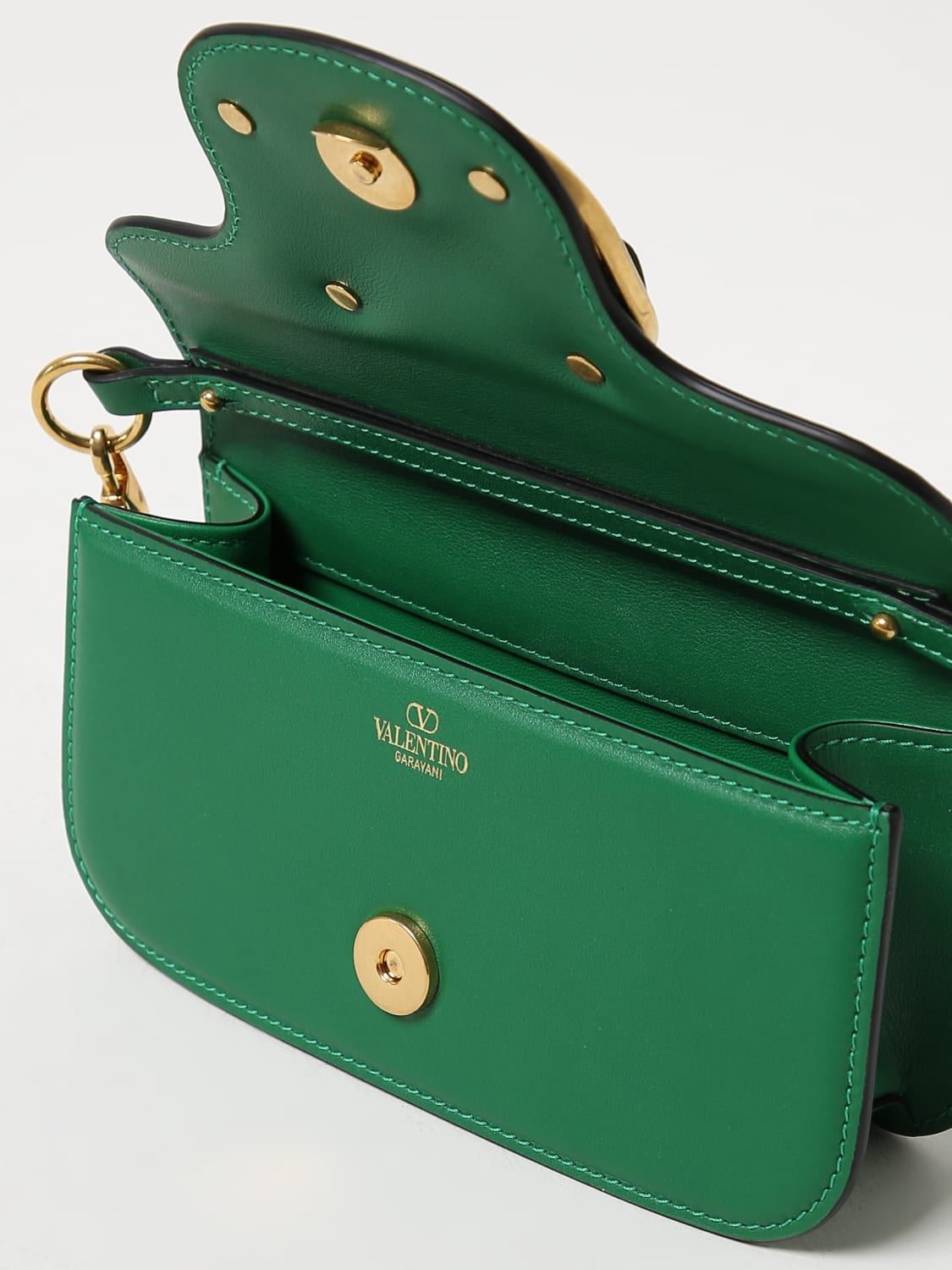 Green V-Logo leather cross-body wallet bag, Valentino Garavani