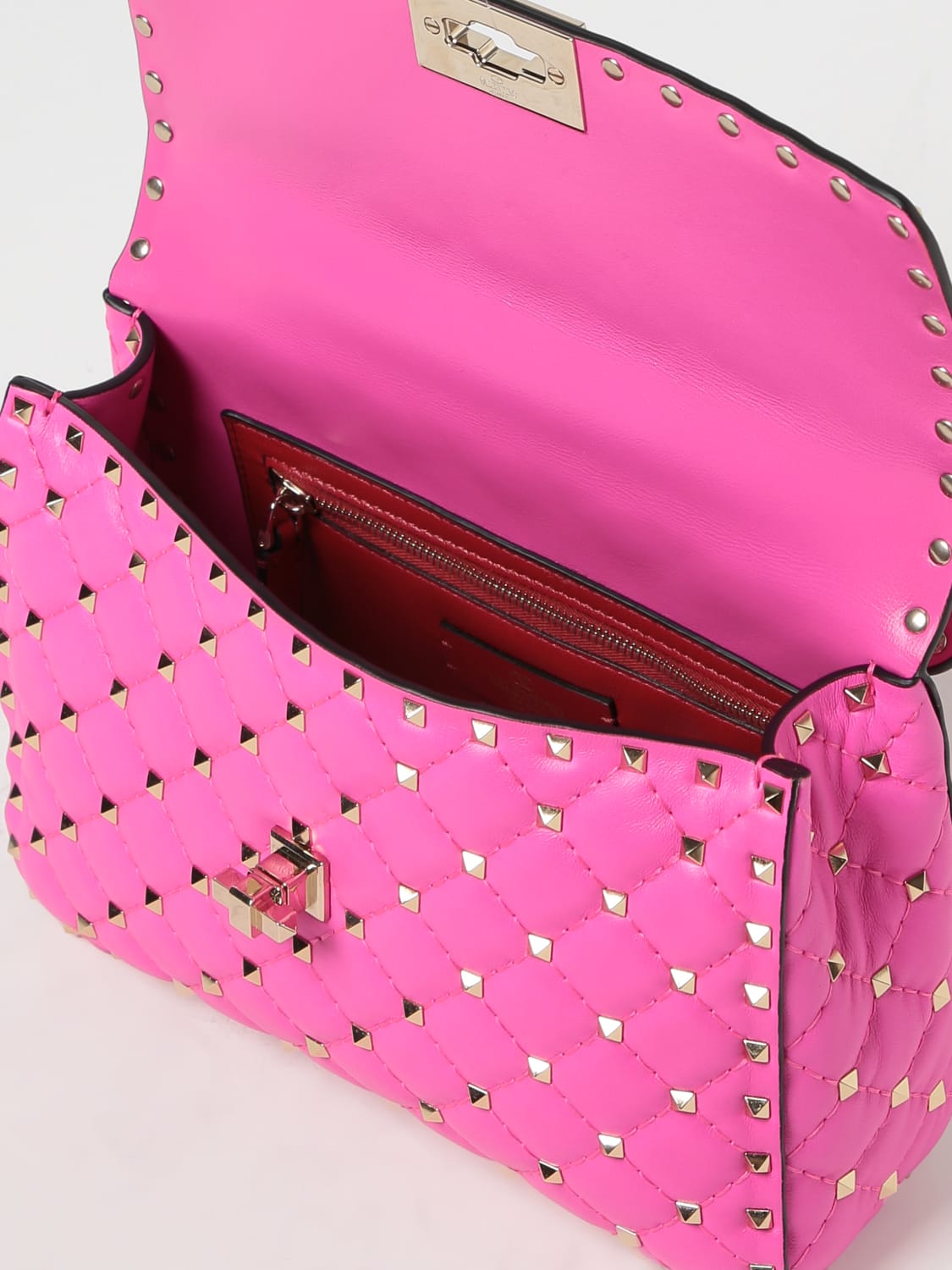 VALENTINO GARAVANI: Rockstud bag in quilted nappa leather - Pink