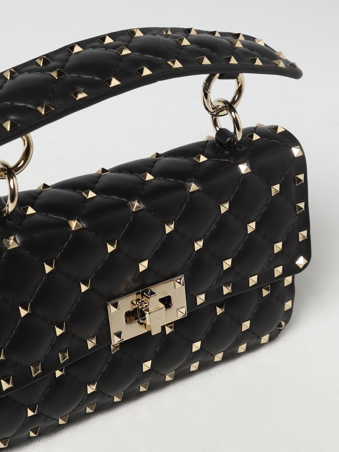 Valentino Rockstud Quilted Small Shoulder Bag, Black