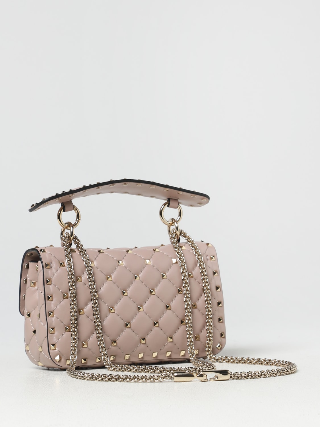 Valentino Poudre Quilted Leather Small Rockstud Spike Chain Top Handle Bag  Valentino