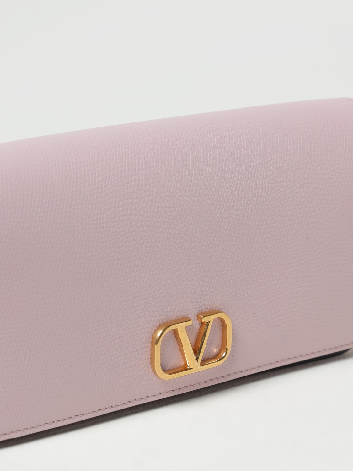 V Logo Signature Mini Leather Shoulder Bag in Pink - Valentino Garavani