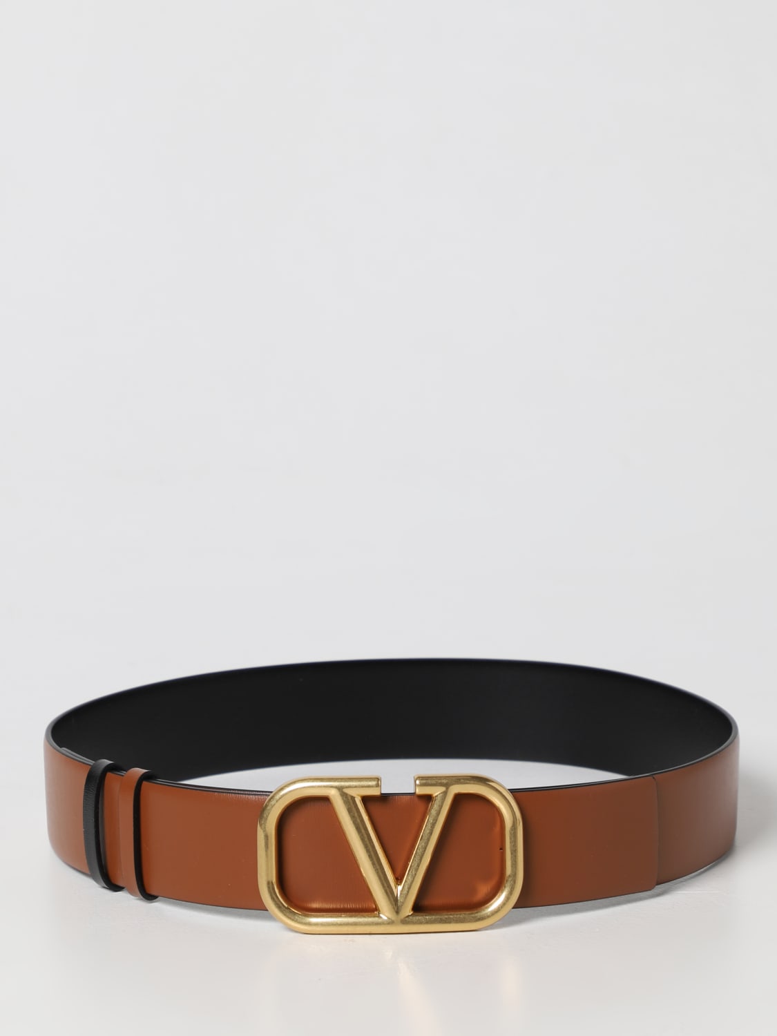 VALENTINO GARAVANI: VLogo Signature reversible leather belt - Black