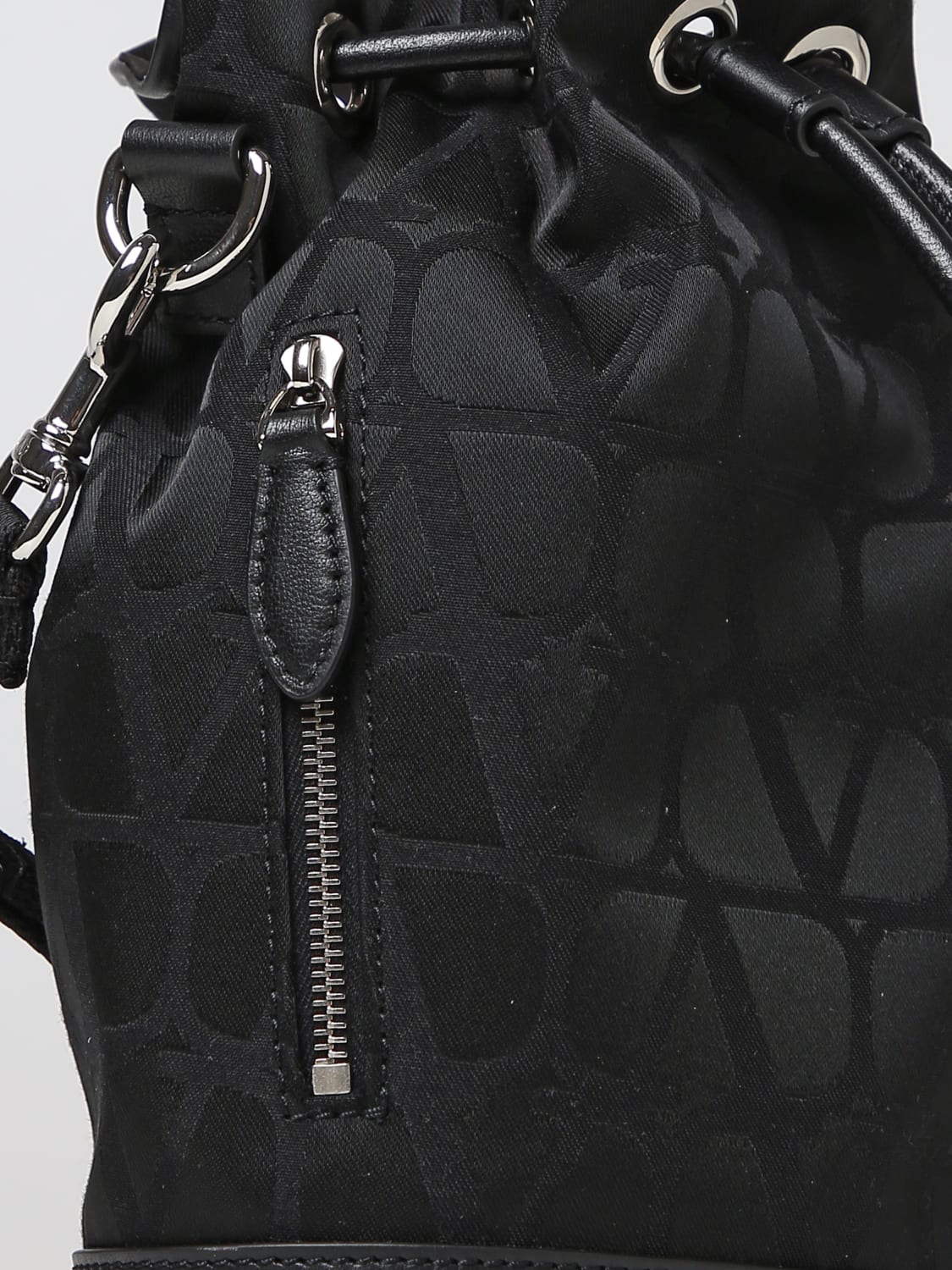 Valentino Vlogo Leather Bucket Bag, Black: Handbags