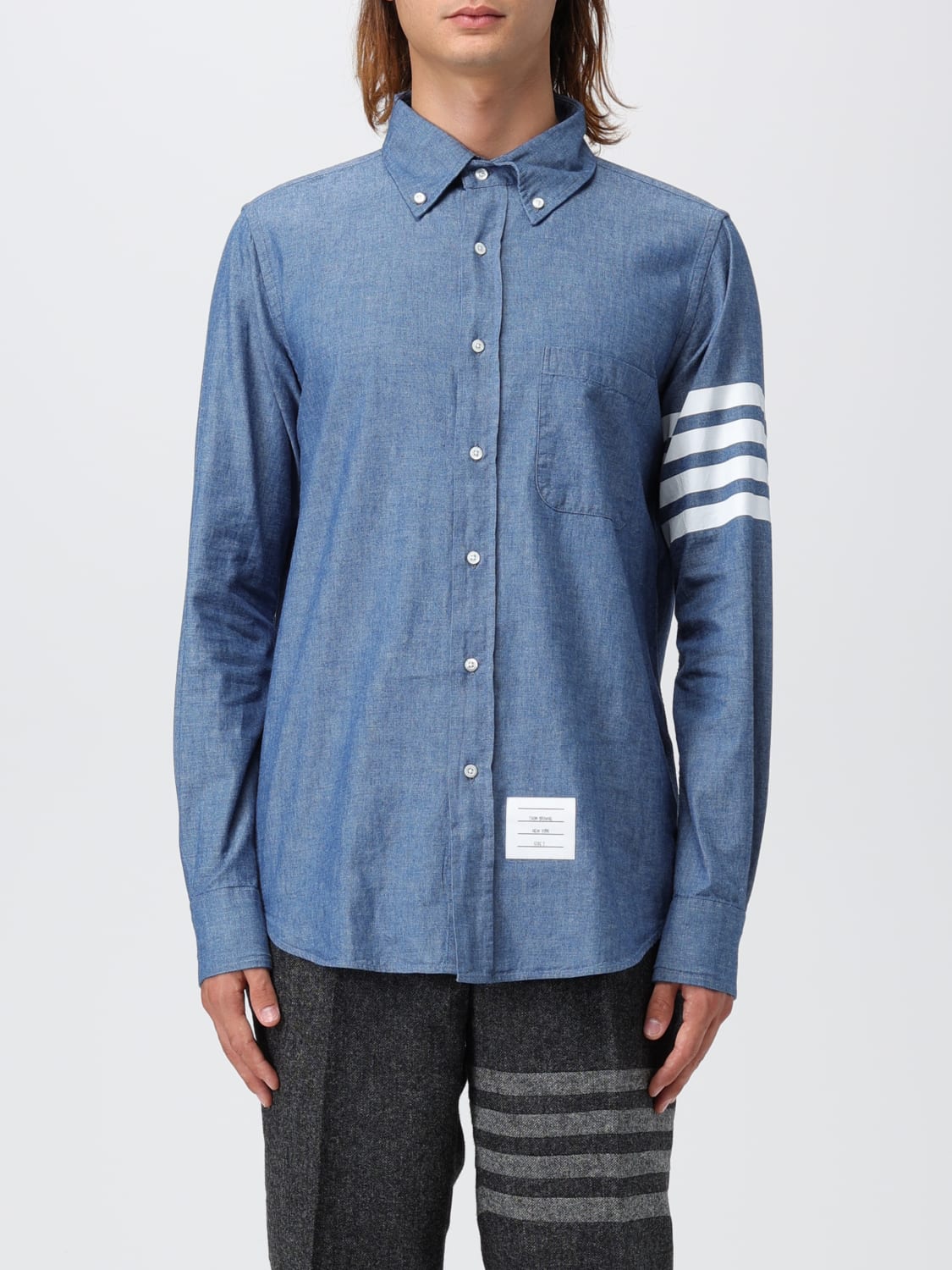 THOM BROWNE: shirt for man - Denim | Thom Browne shirt MWL272E00111 ...