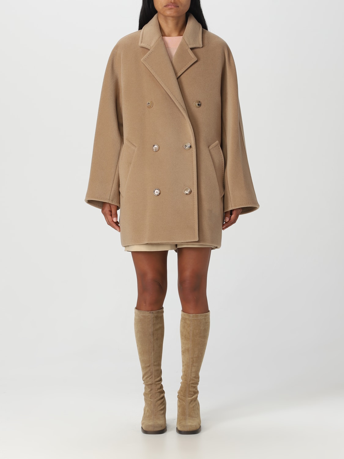 MAX MARA: Rebus coat in wool and cashmere - Camel | Max Mara coat