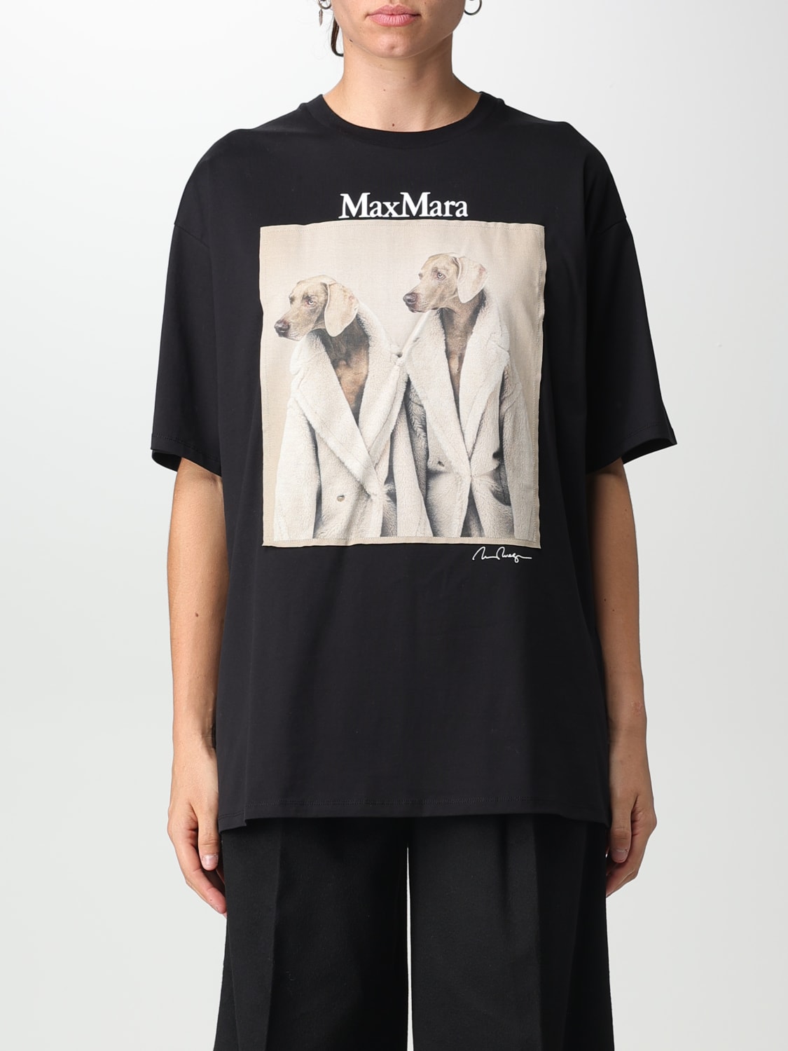 MAX MARA: cotton t-shirt - Black | Max Mara t-shirt 2319460139600 ...