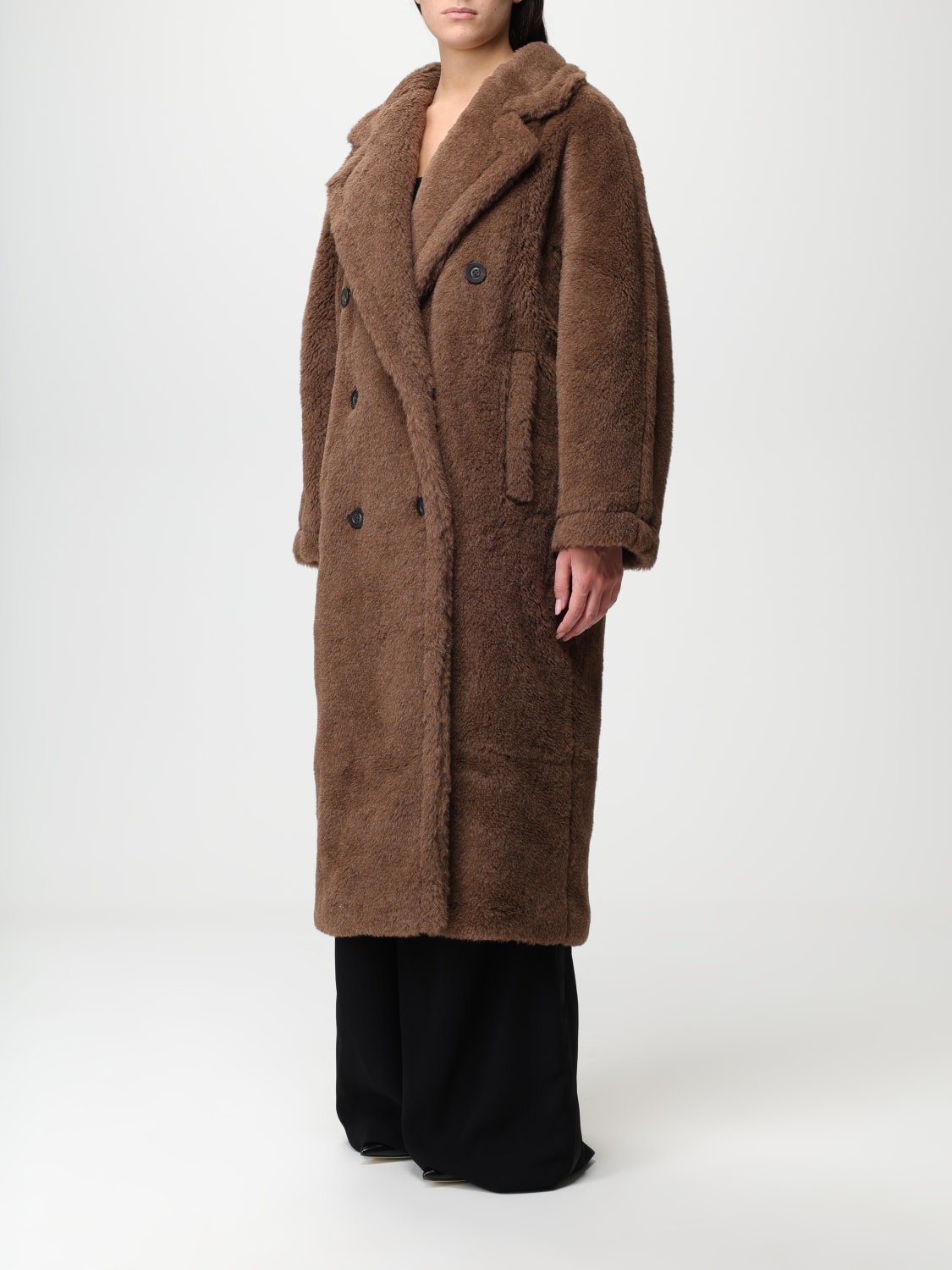 MAX MARA: Teddy coat in wool and silk blend - Brown | Max Mara coat ...