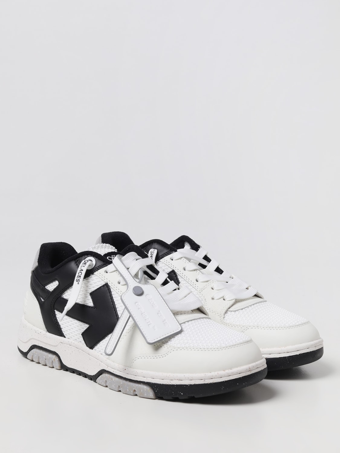 Out Of Office Leather Sneakers in Black - Off White