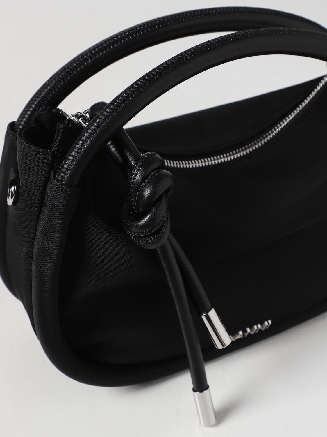 KNOT BAG - LEATHER TOP HANDLE BAG WITH CROSSBODY STRAP in black