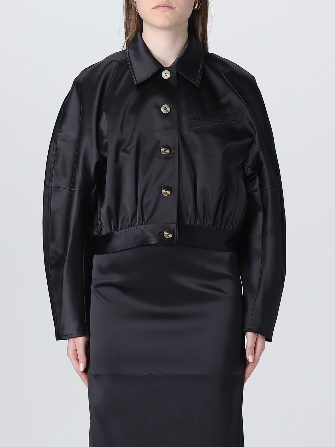 GANNI: jacket for woman - Black | Ganni jacket F8133 online on GIGLIO.COM