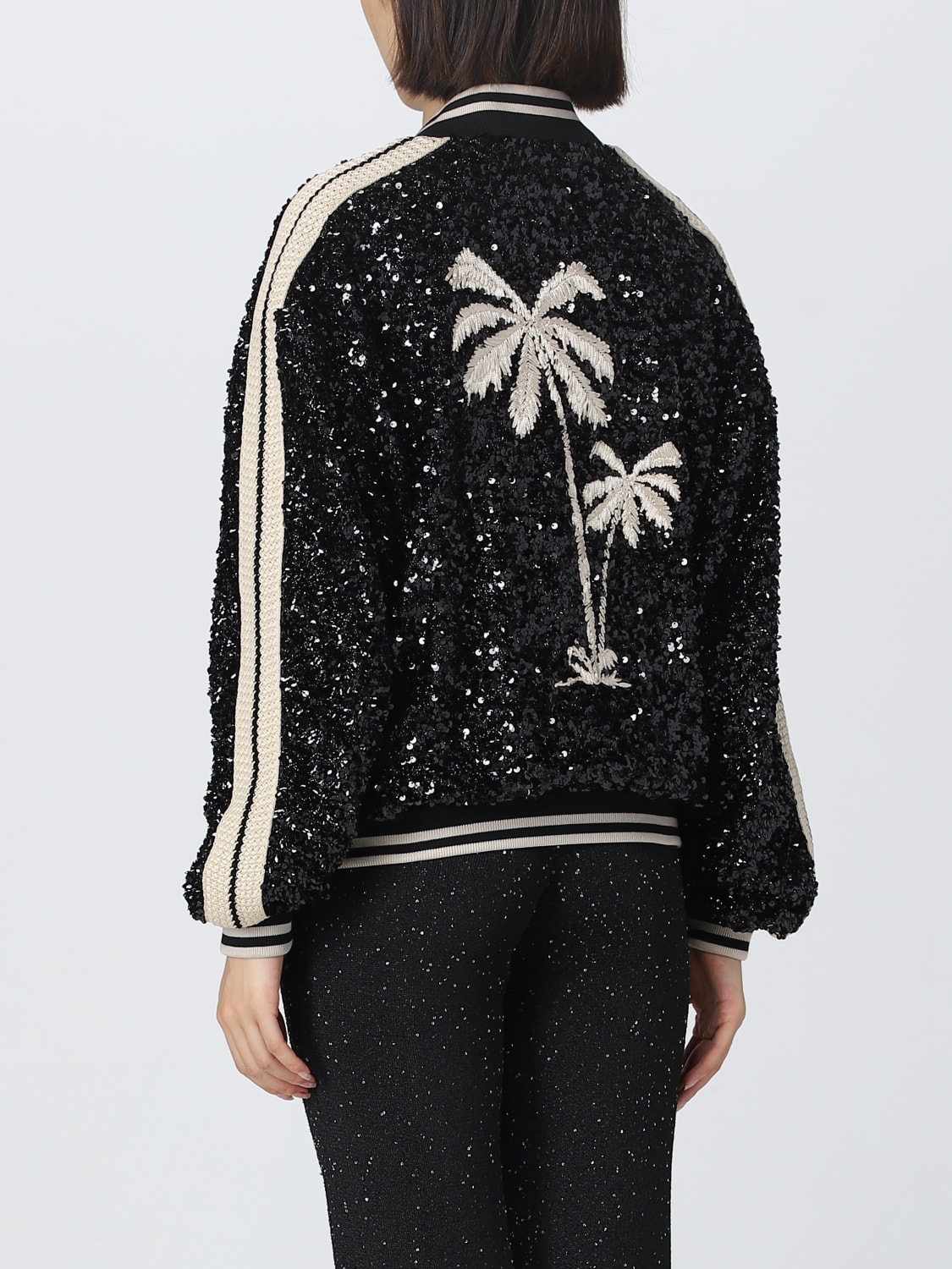 PALM ANGELS: jacket in nylon with all over sequins - Black | Palm ...