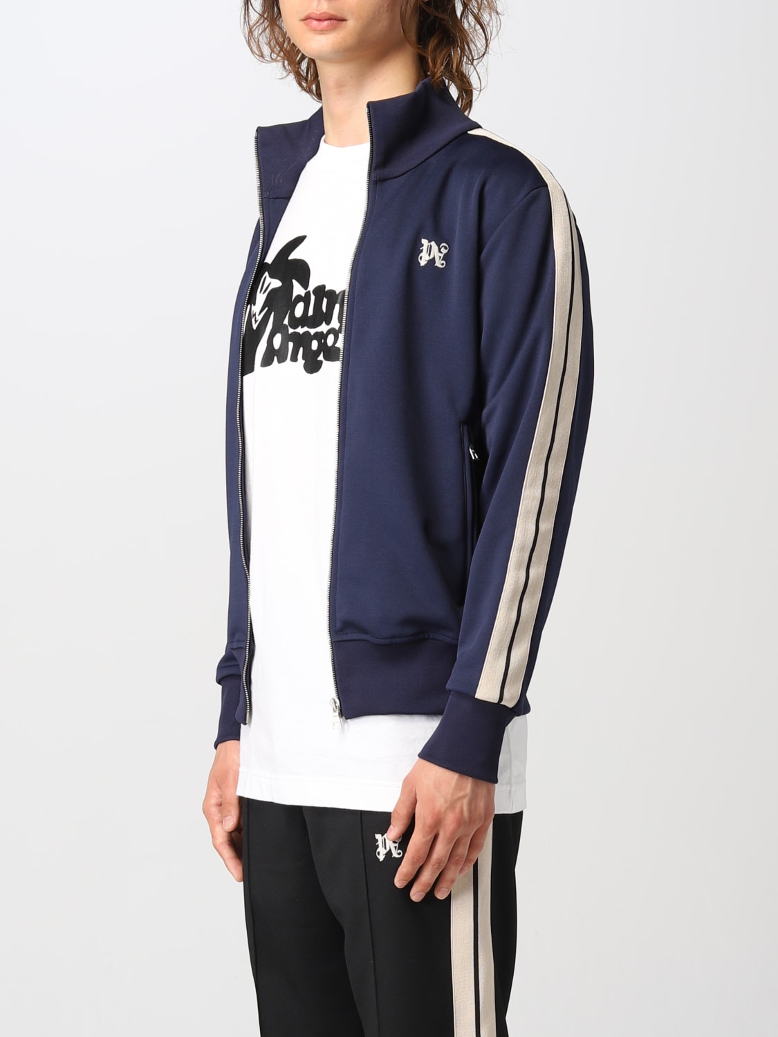 Palm Angels Monogram Embroidered Track Jacket In Navy Blue for Men