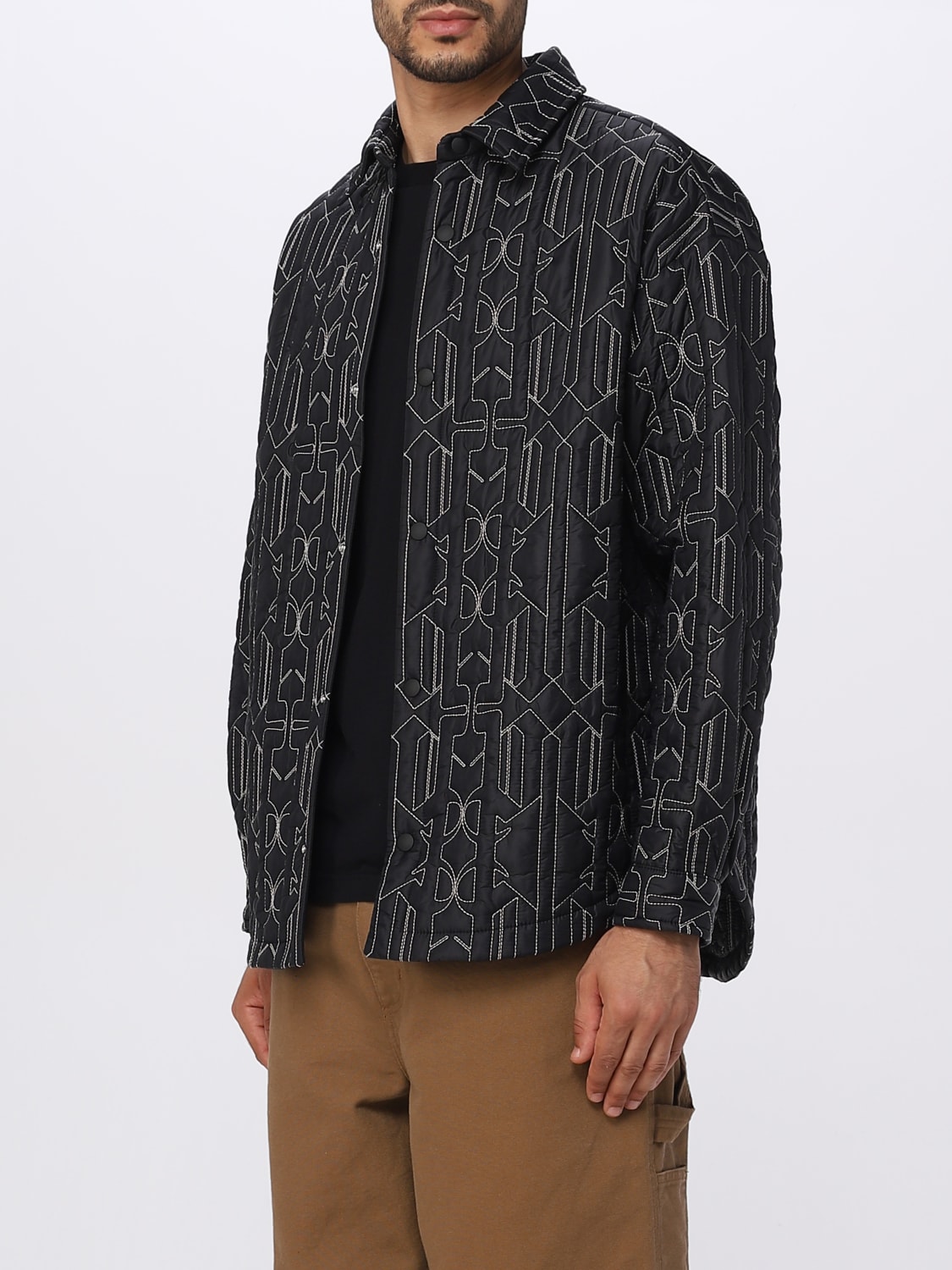 Palm Angels Monogram-quilted Shirt Jacket in Black for Men