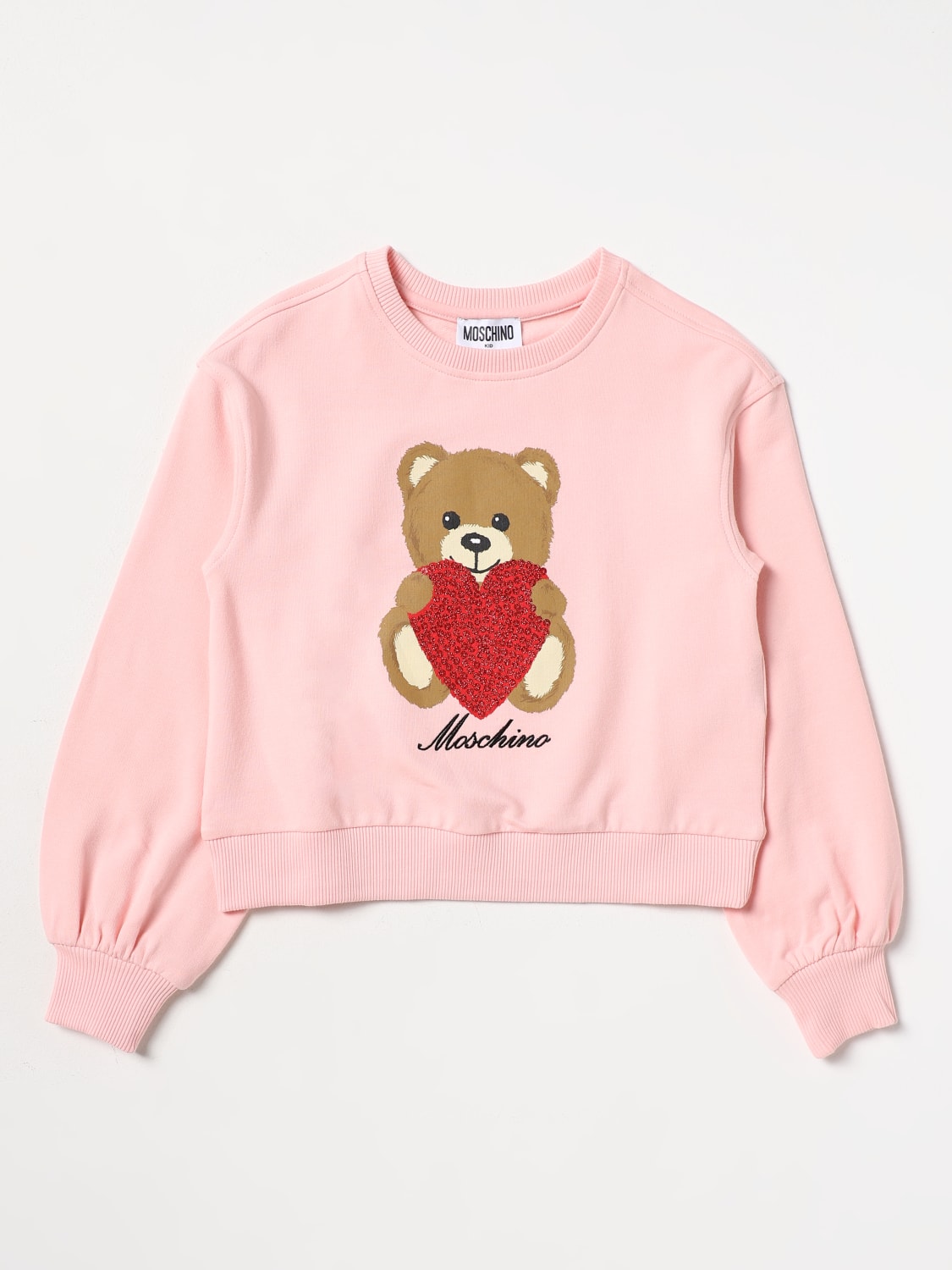 Gucci Pink Cotton Teddy Bear Applique Crewneck Sweatshirt S Gucci