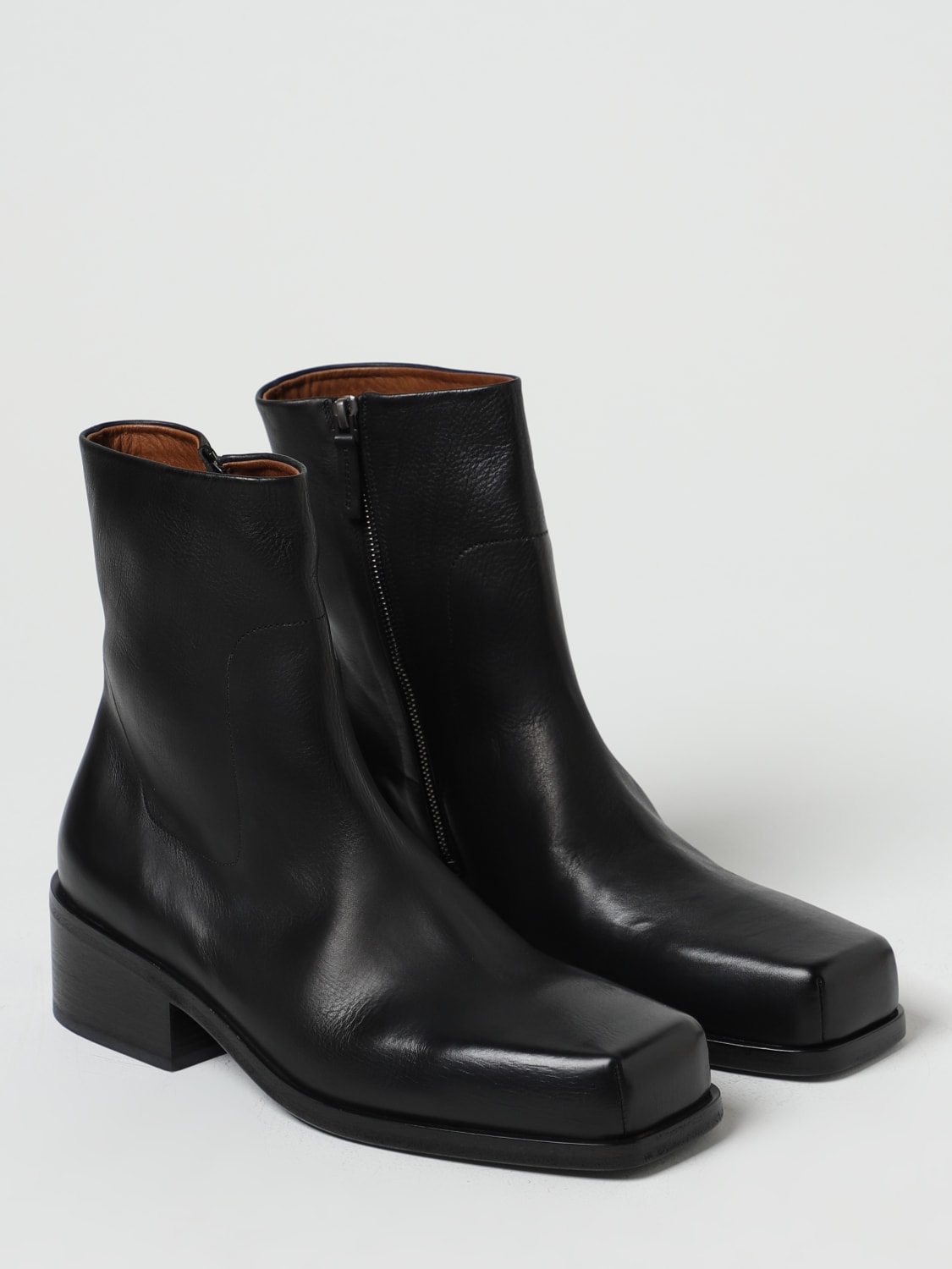 Acne Studios Square-toe Leather Ankle Boots in Black for Men