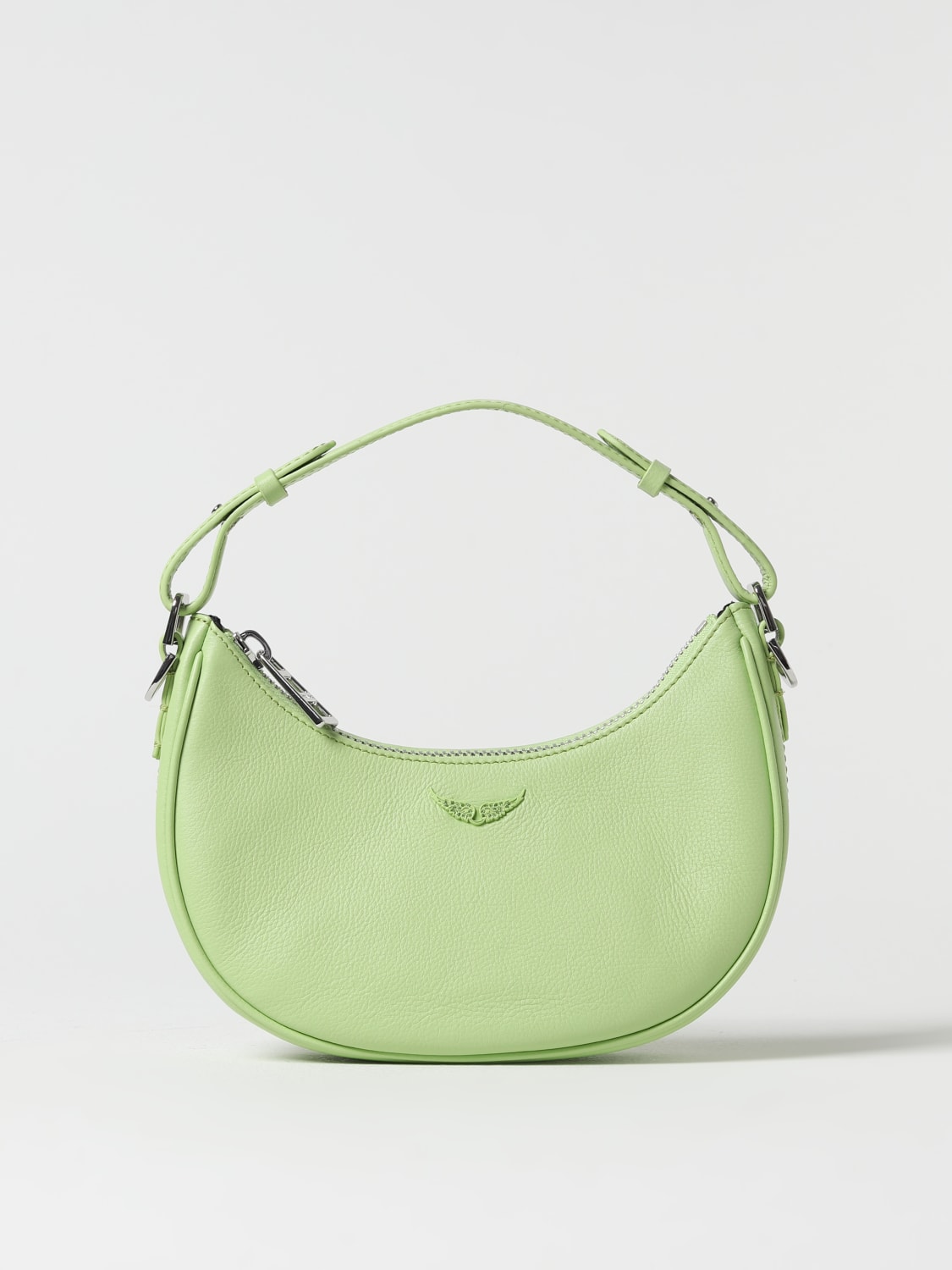 Zadig & Voltaire Green Leather Zipper Top Shoulder Bag