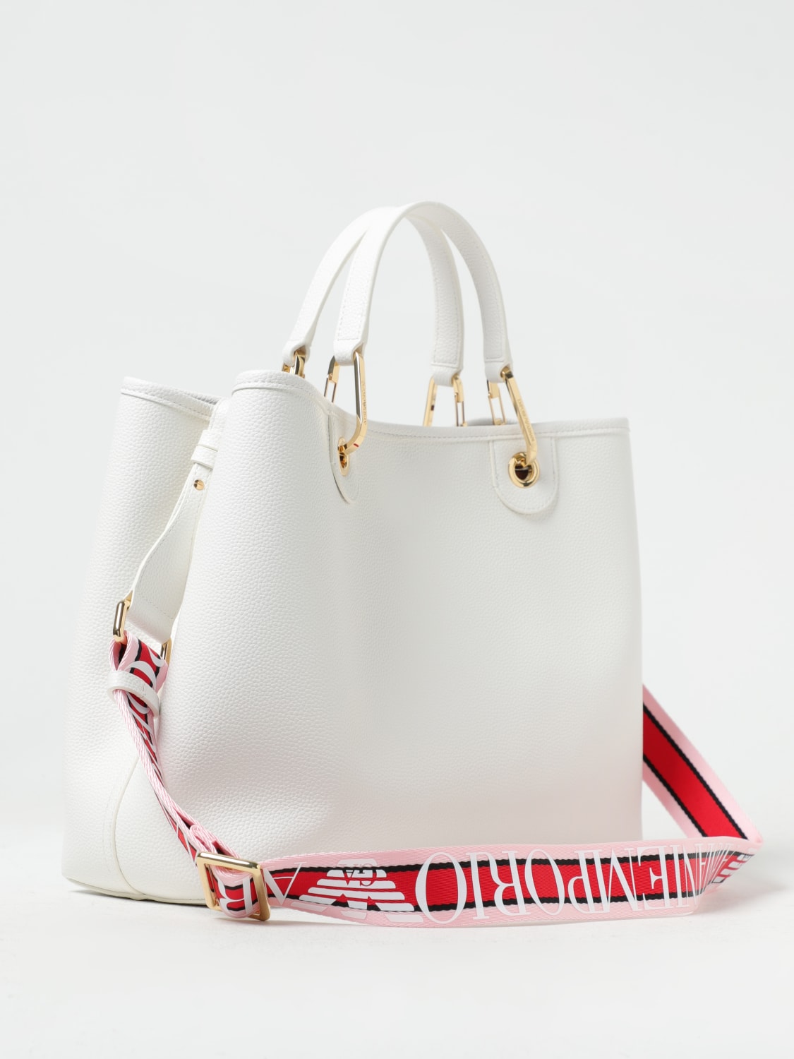 EMPORIO ARMANI: bag in grained synthetic leather - White | Emporio ...