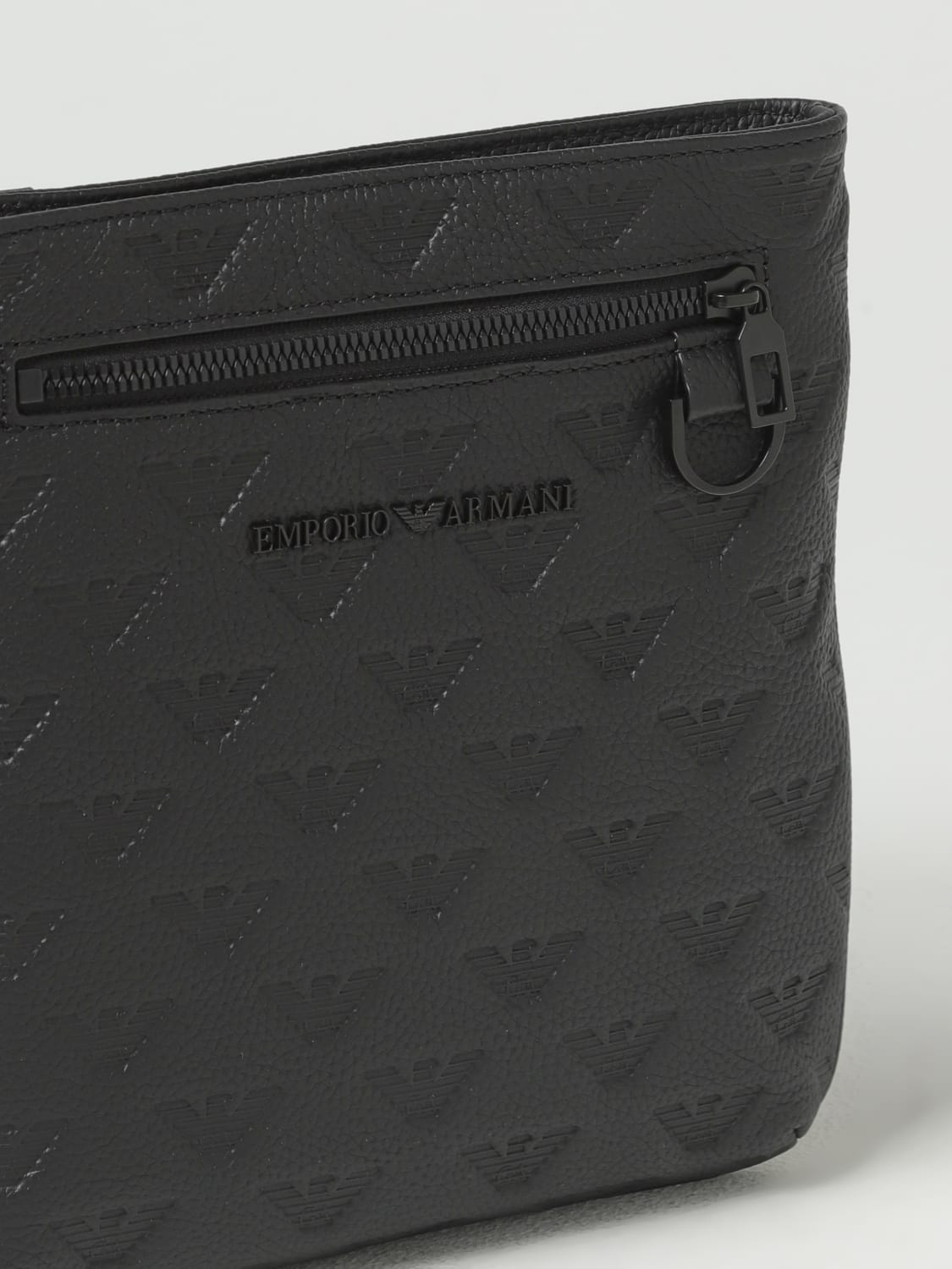 Leather Crossbody Bag With All-Over Embossed Eagle by Emporio