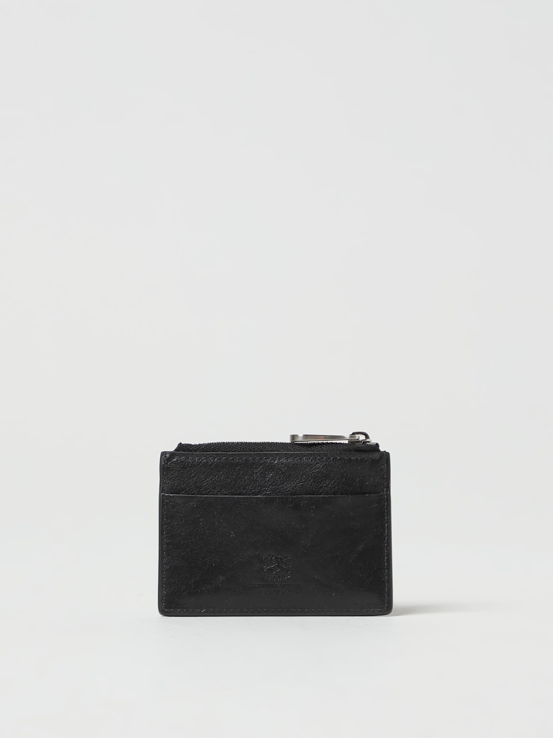 Black leather zip pocket cardholder