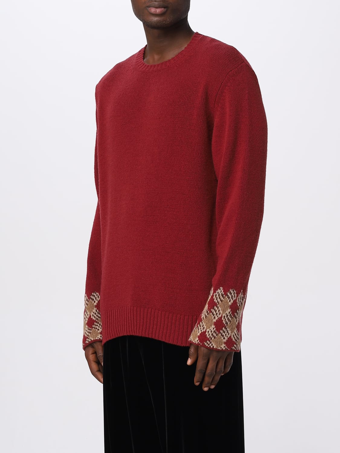 Etro Sweater In Virgin Wool With Jacquard Pattern Burgundy Etro Sweater 1n9639610 Online At