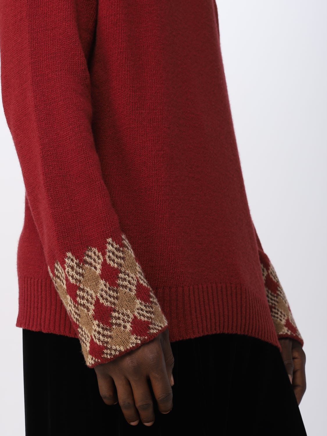 Etro Sweater In Virgin Wool With Jacquard Pattern Burgundy Etro Sweater 1n9639610 Online At