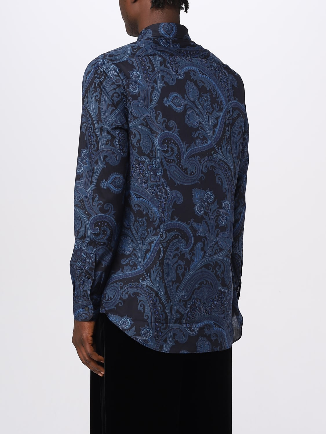 Etro men's shirt in cotton with paisley pattern Blue