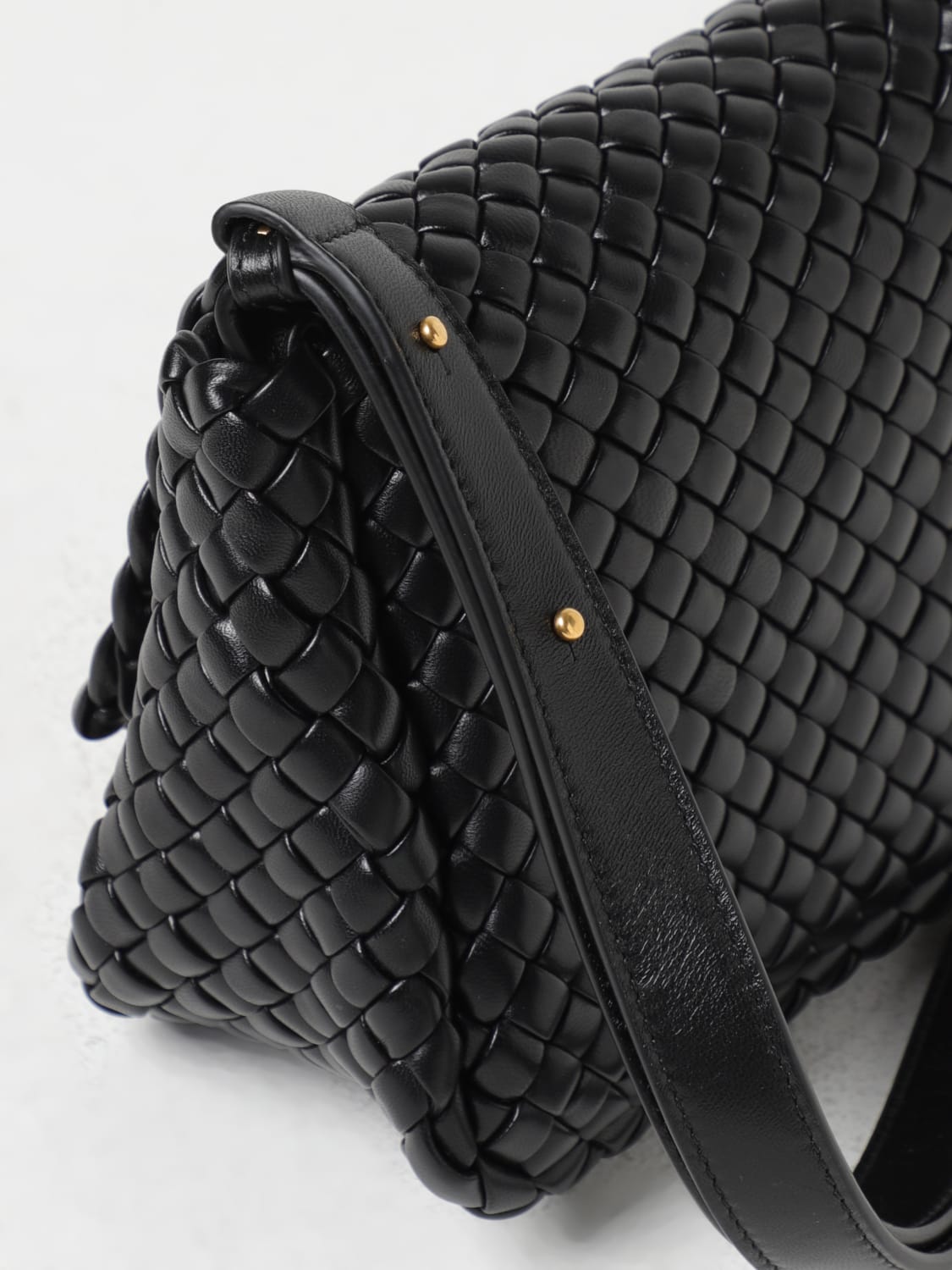 Bottega Veneta Mini Cassette Woven Crossbody Bag in Black