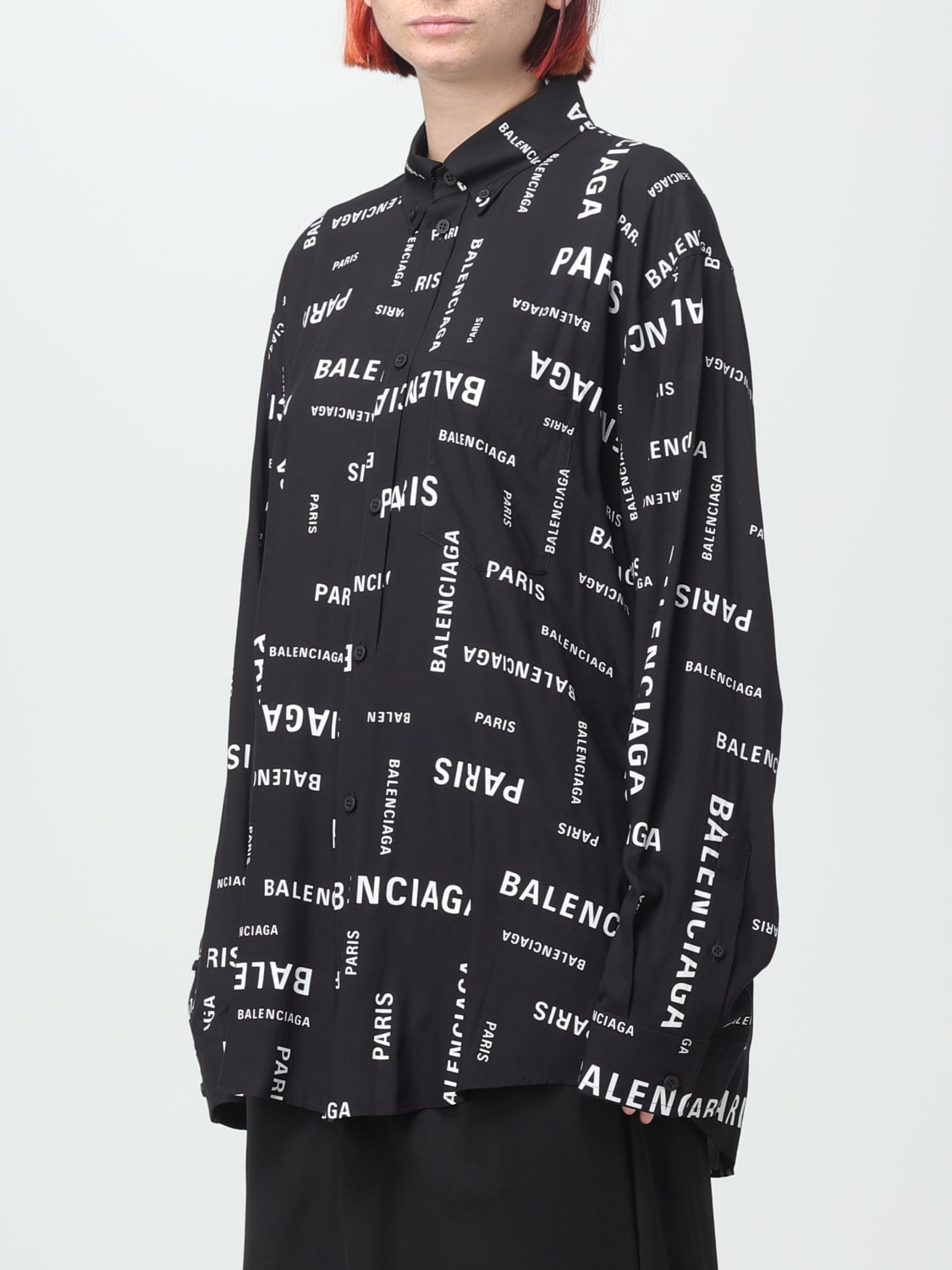 Balenciaga Logo-Print Long Sleeve Shirt