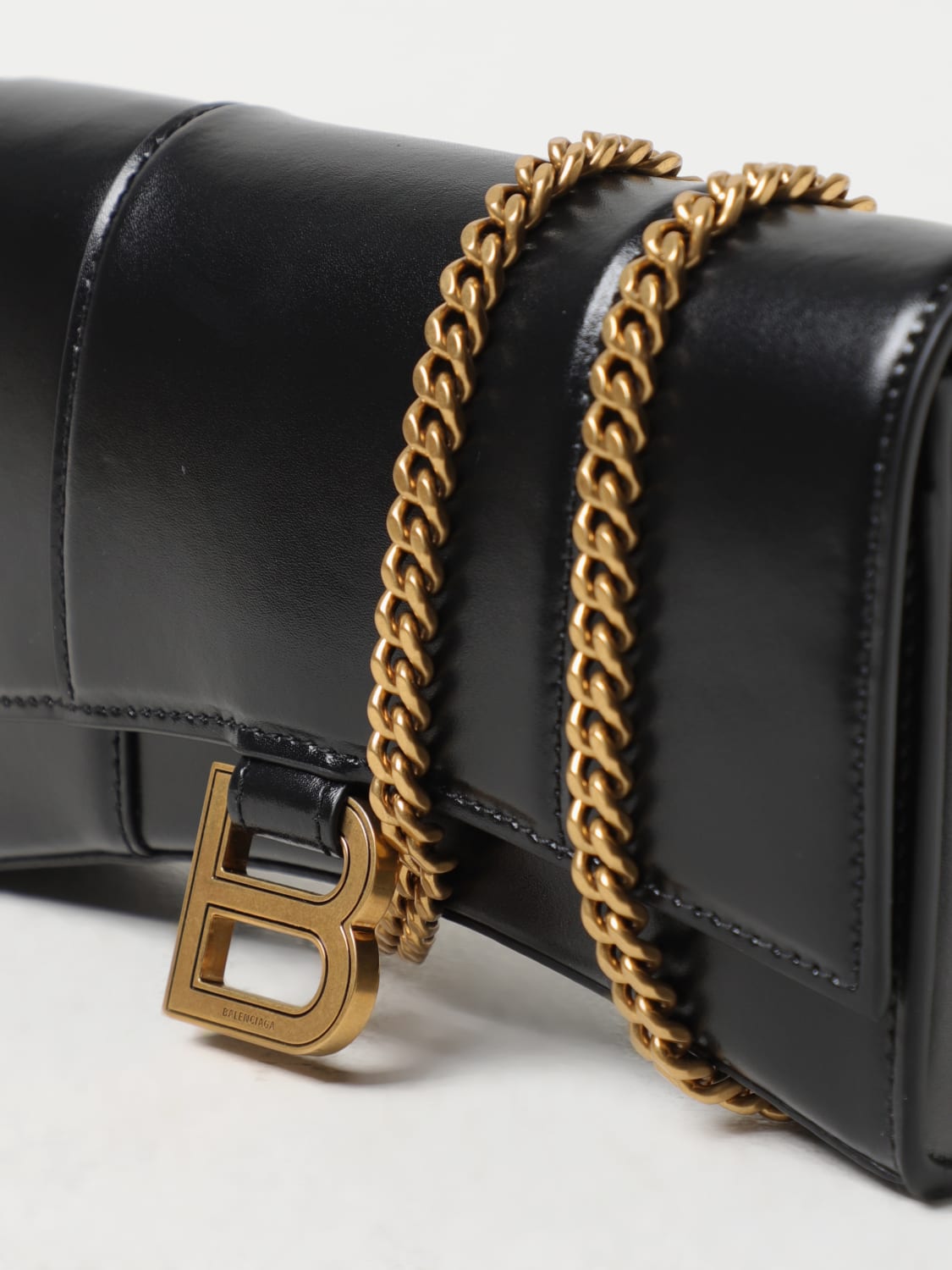 Balenciaga Hourglass Mini Leather Crossbody Bag in Black