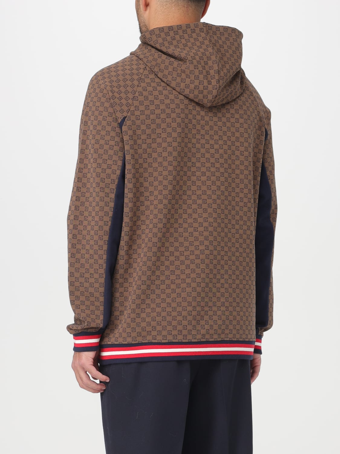 Balmain monogram-pattern Cotton Track Pants - Brown