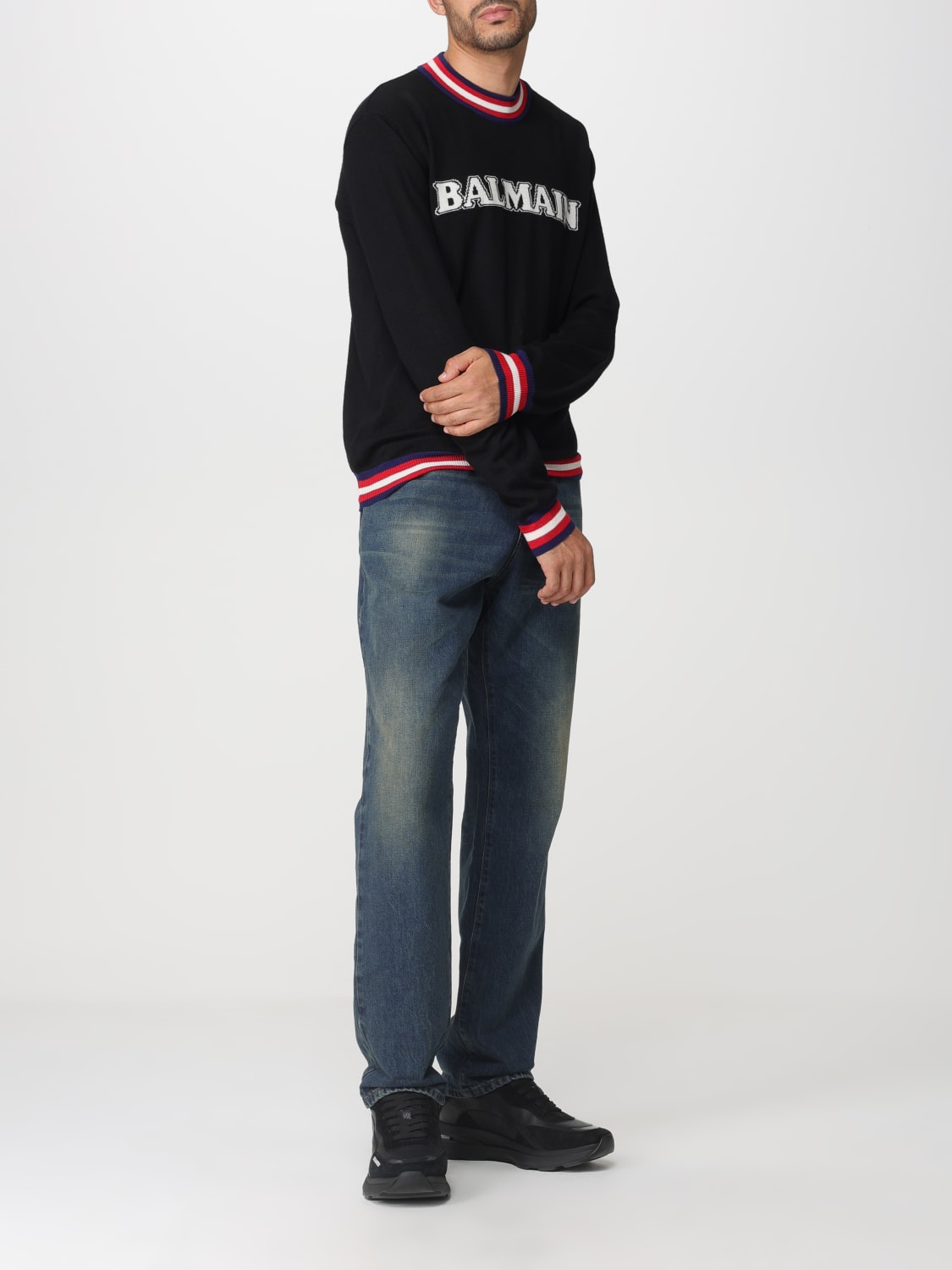 BALMAIN: sweater for man - Black | Balmain sweater BH0KD000KF45 online ...