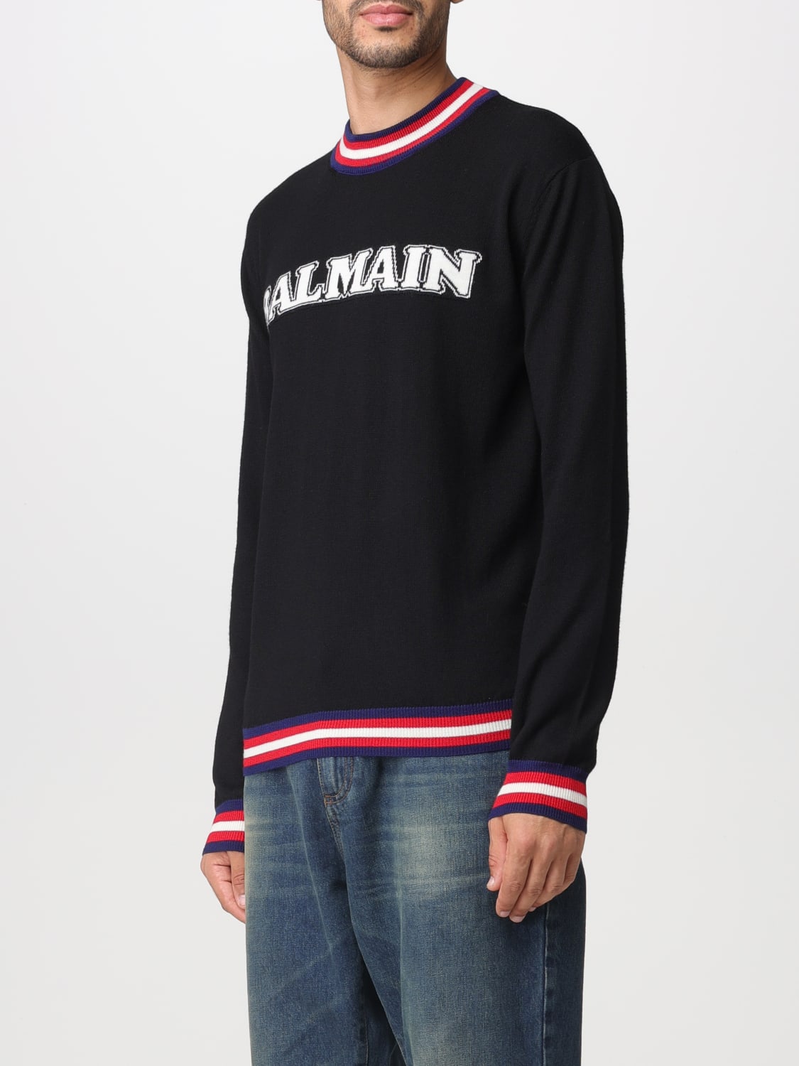 BALMAIN: sweater for man - Black | Balmain sweater BH0KD000KF45 online ...