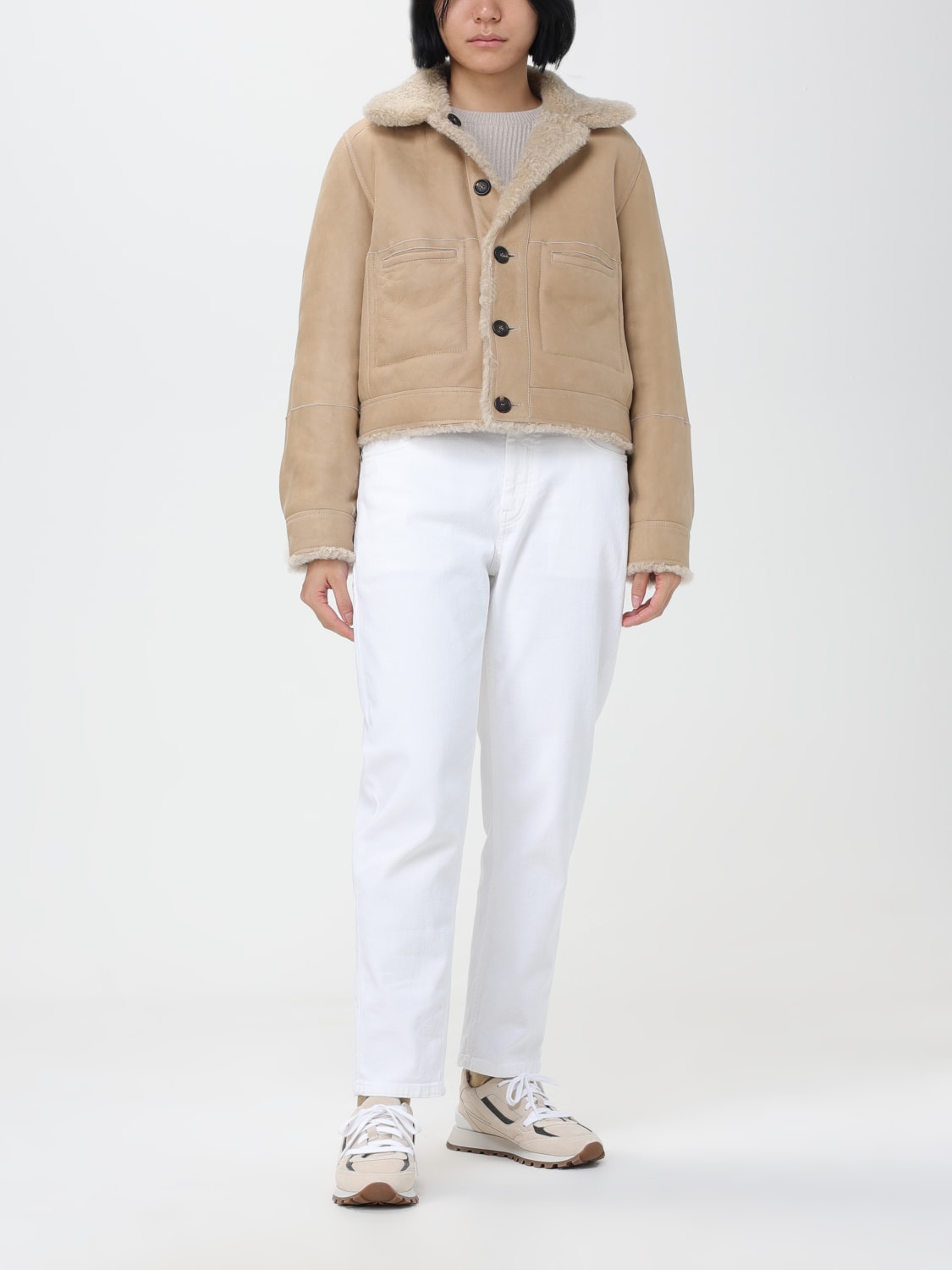 BRUNELLO CUCINELLI: jacket for woman - Beige | Brunello Cucinelli ...