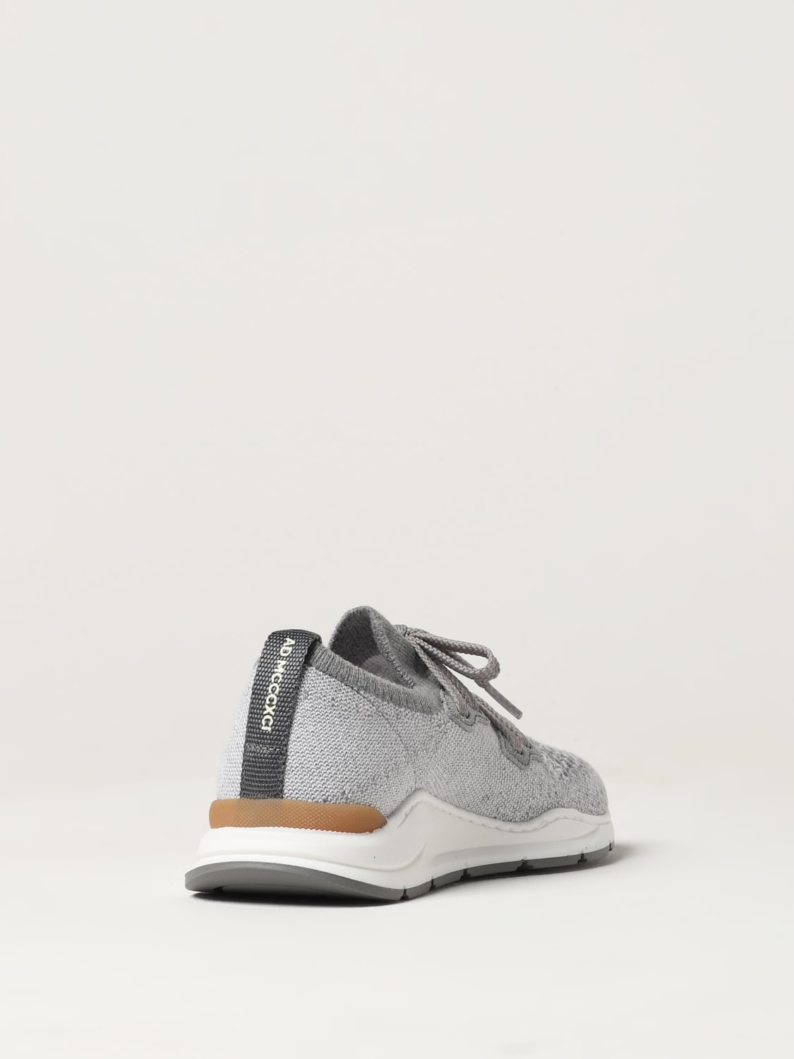 Cotton Knit Sneakers in Grey - Brunello Cucinelli