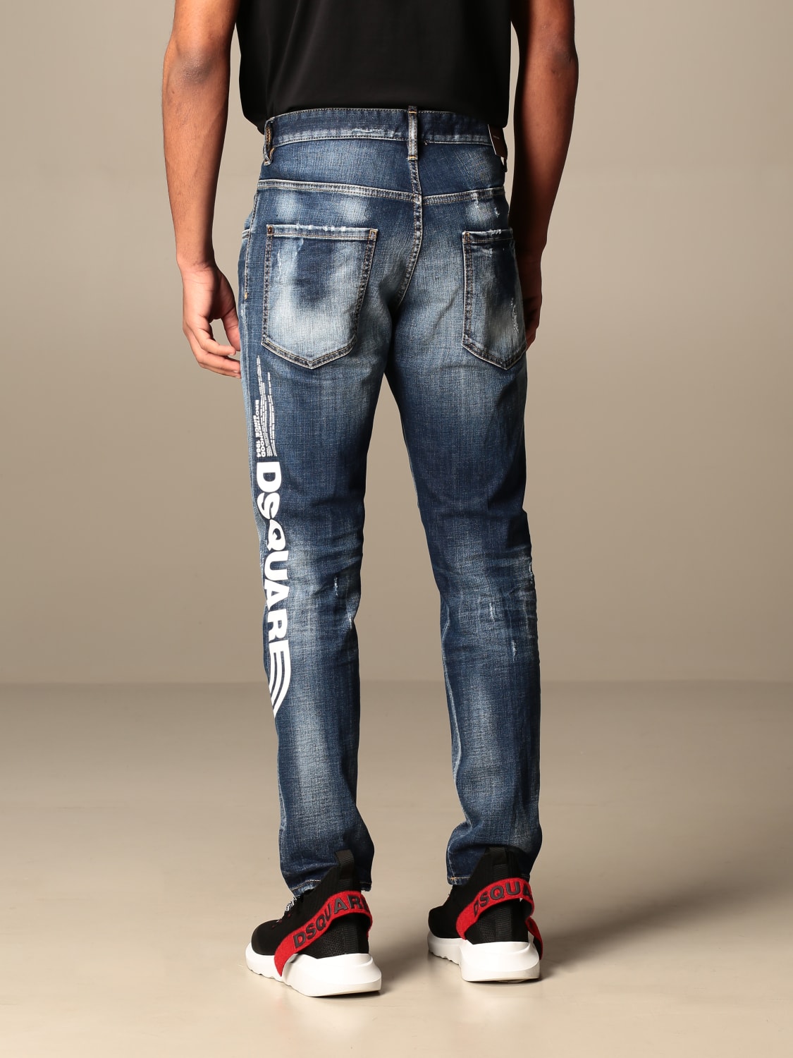 DSQUARED2: jeans in used denim with logo - Denim | Dsquared2 jeans ...