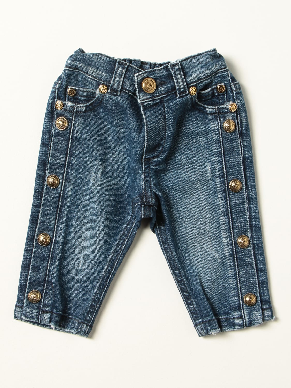 Balmain Outlet: 5-pocket jeans with metal buttons - Denim | Balmain jeans 6P6850D0004 online on